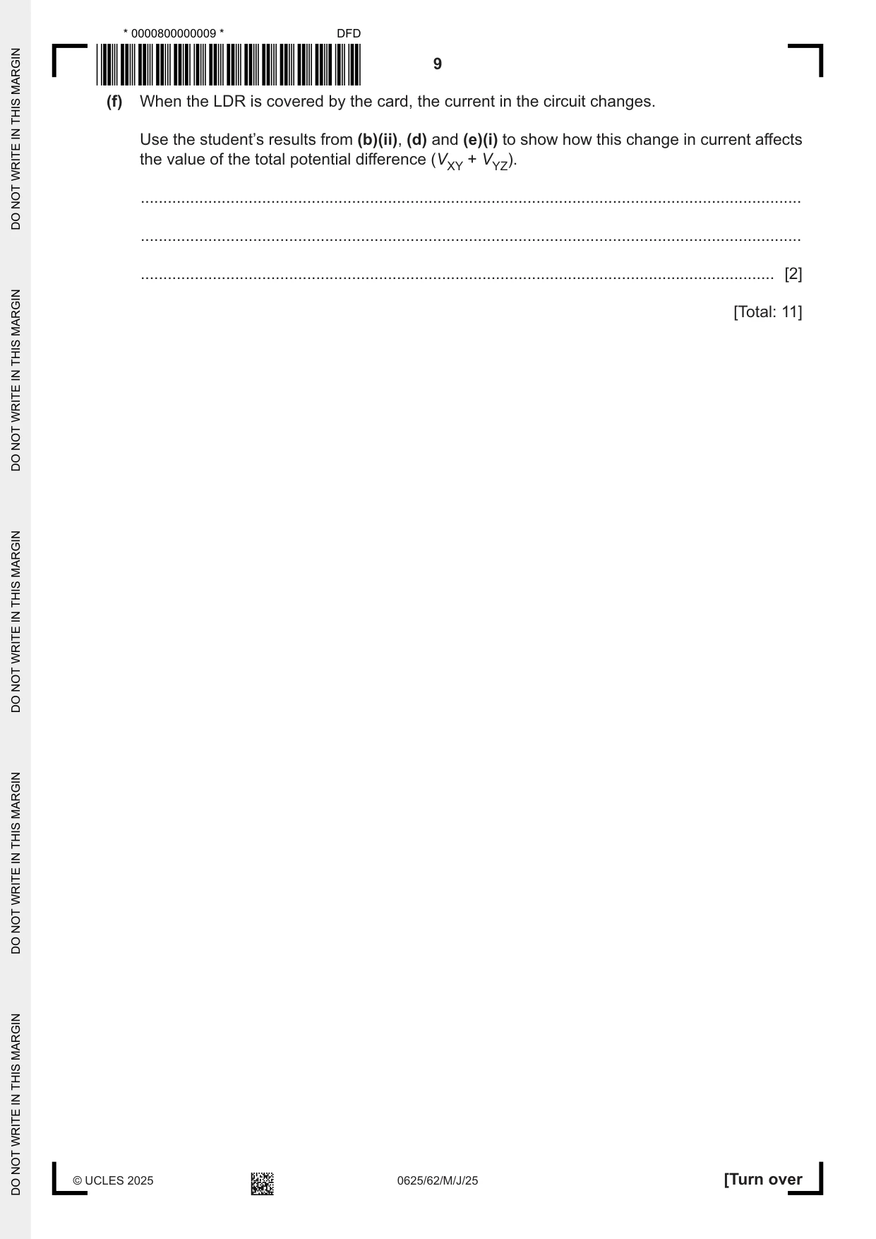 Cambridge IGCSE Physics 0625 2025 May/June Paper 6 · Variant 2 question paper, page 9 of 16