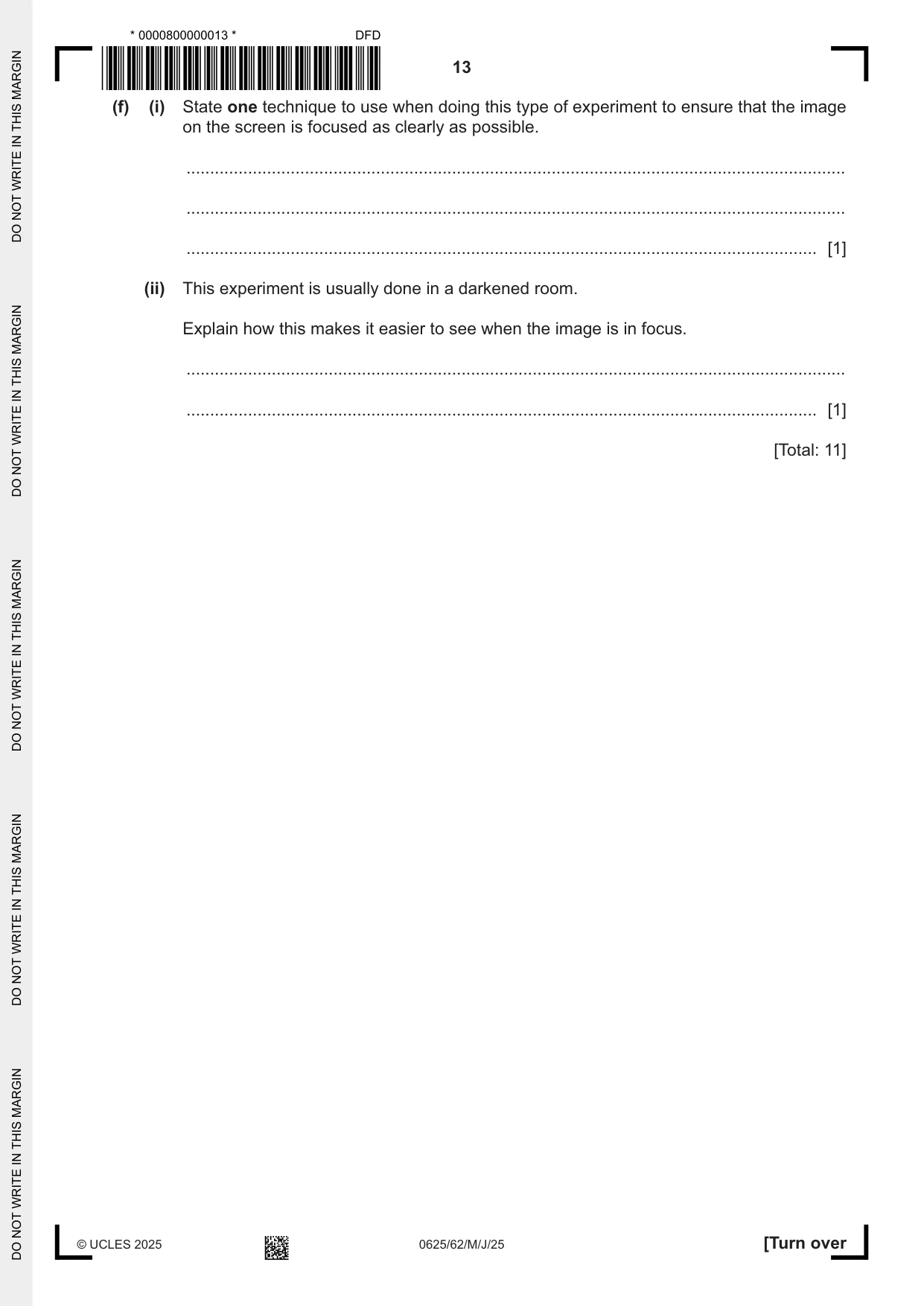 Cambridge IGCSE Physics 0625 2025 May/June Paper 6 · Variant 2 question paper, page 13 of 16