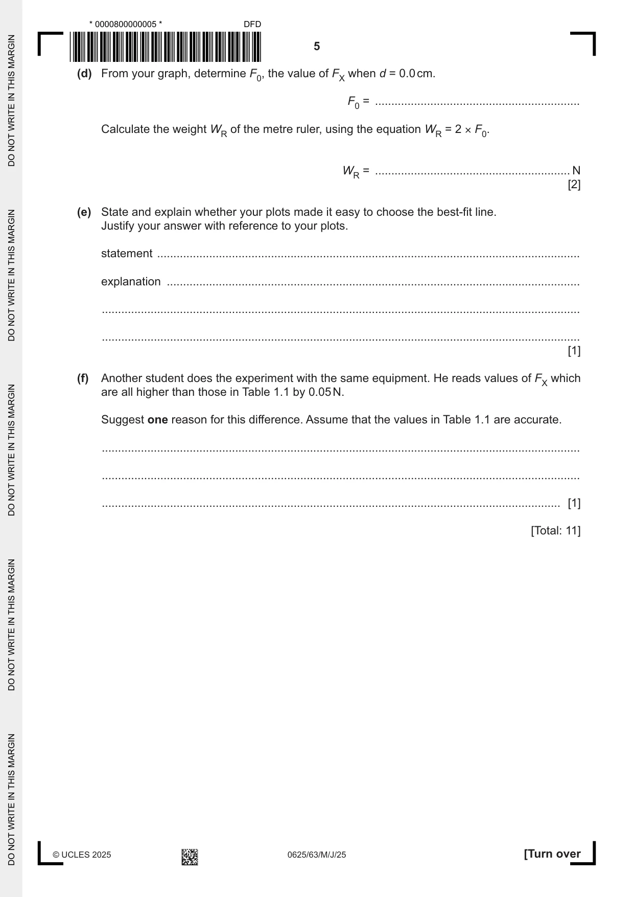 Cambridge IGCSE Physics 0625 2025 May/June Paper 6 · Variant 3 question paper, page 5 of 16