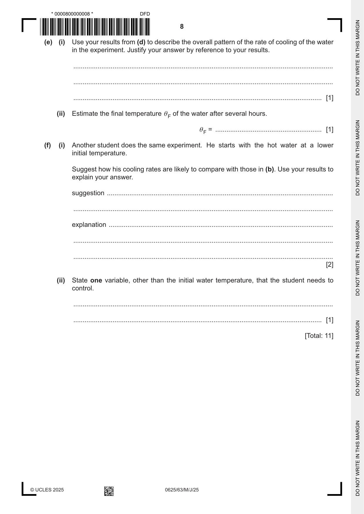Cambridge IGCSE Physics 0625 2025 May/June Paper 6 · Variant 3 question paper, page 8 of 16