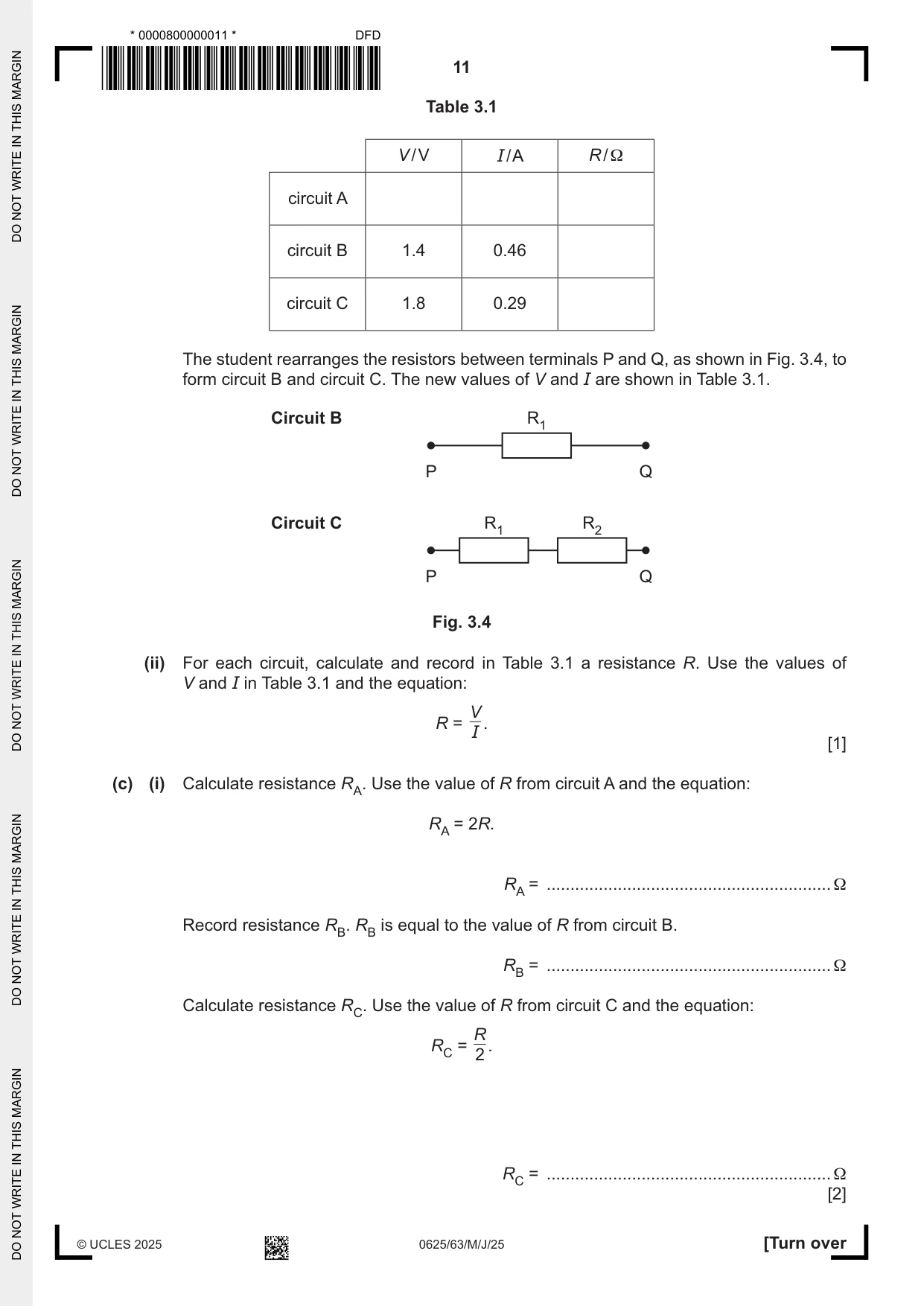 Cambridge IGCSE Physics 0625 2025 May/June Paper 6 · Variant 3 question paper, page 11 of 16
