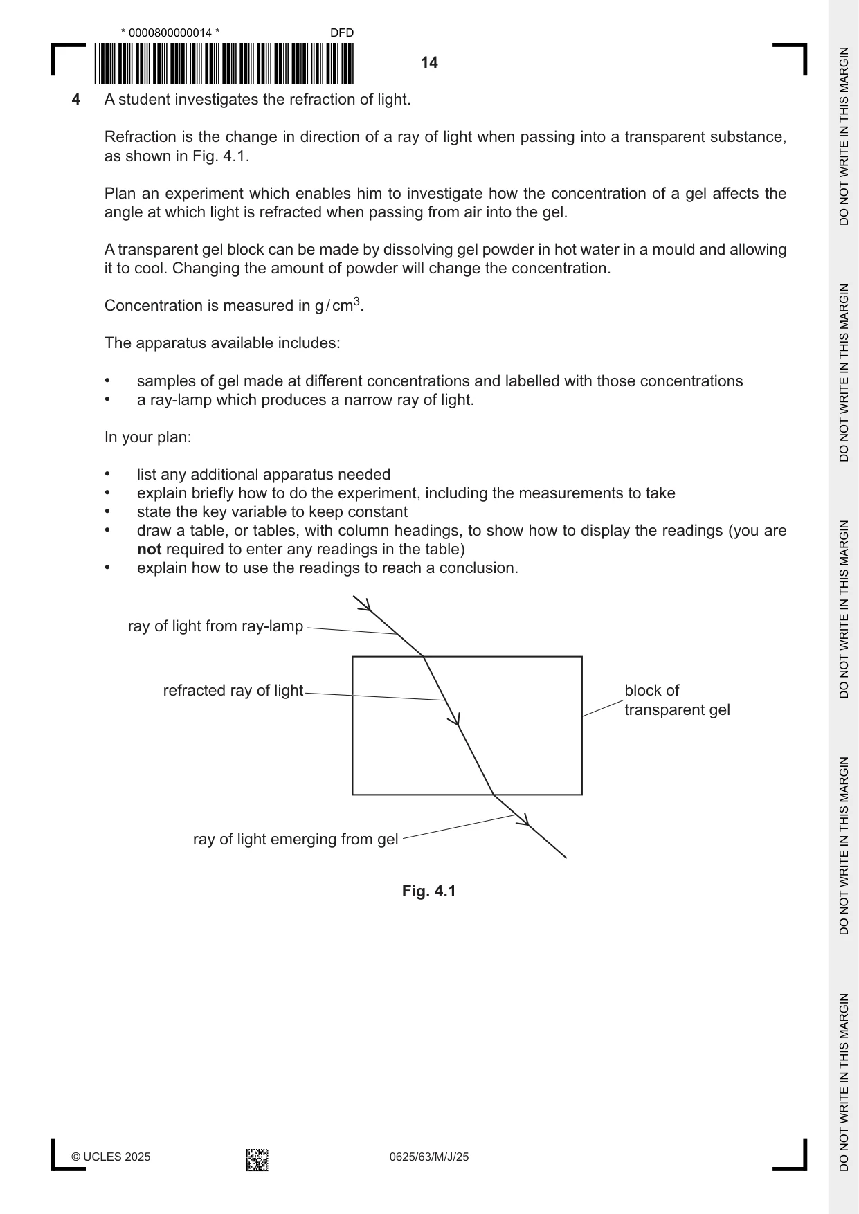 Cambridge IGCSE Physics 0625 2025 May/June Paper 6 · Variant 3 question paper, page 14 of 16