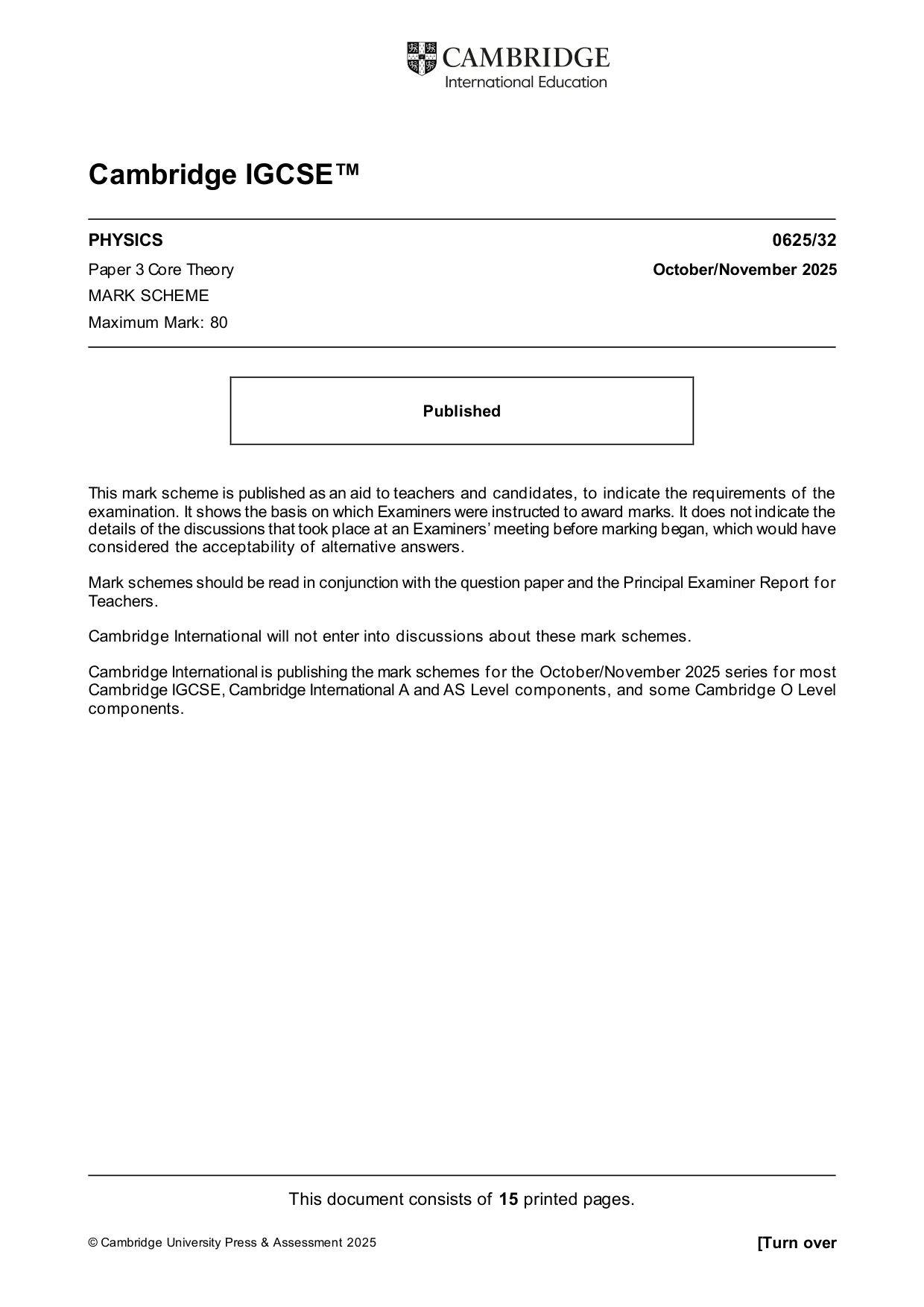 Mark scheme, page 1 of 15