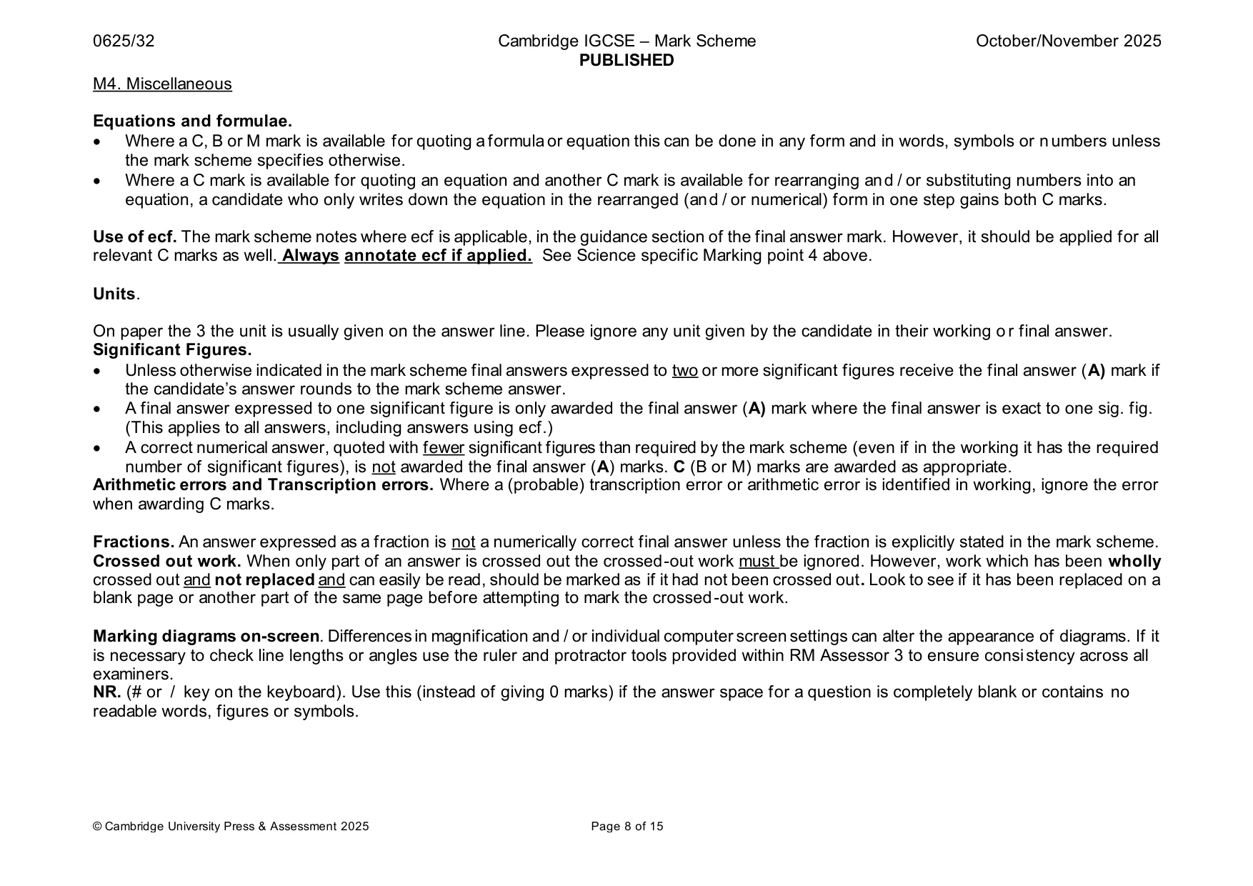 Mark scheme, page 8 of 15