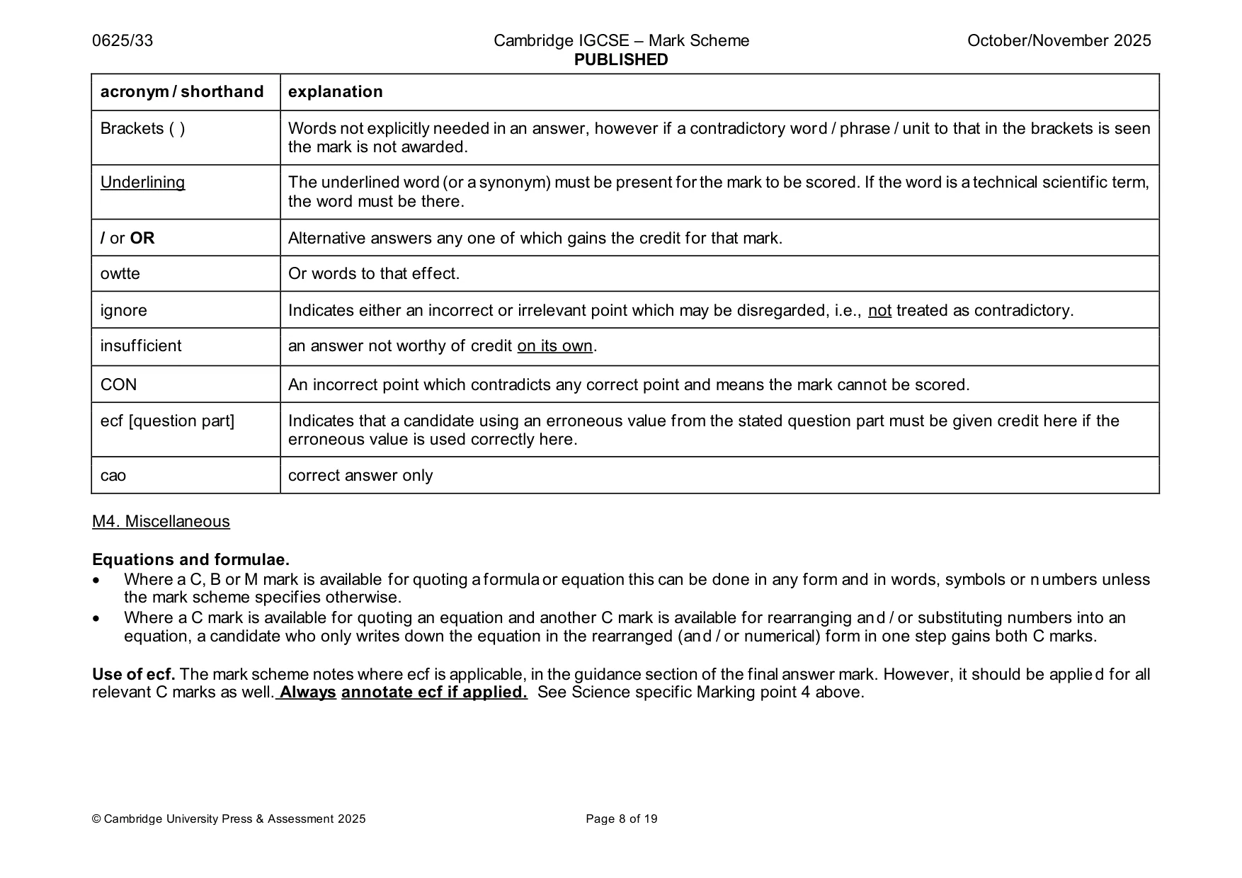 Mark scheme, page 8 of 19