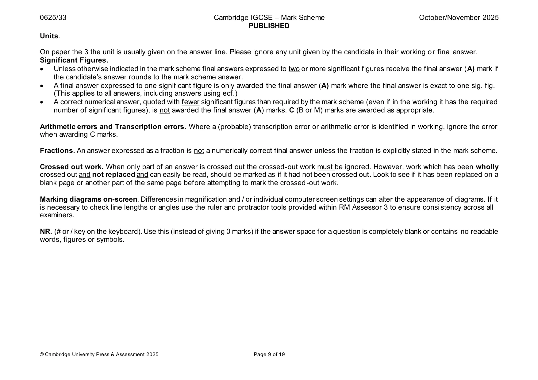 Mark scheme, page 9 of 19