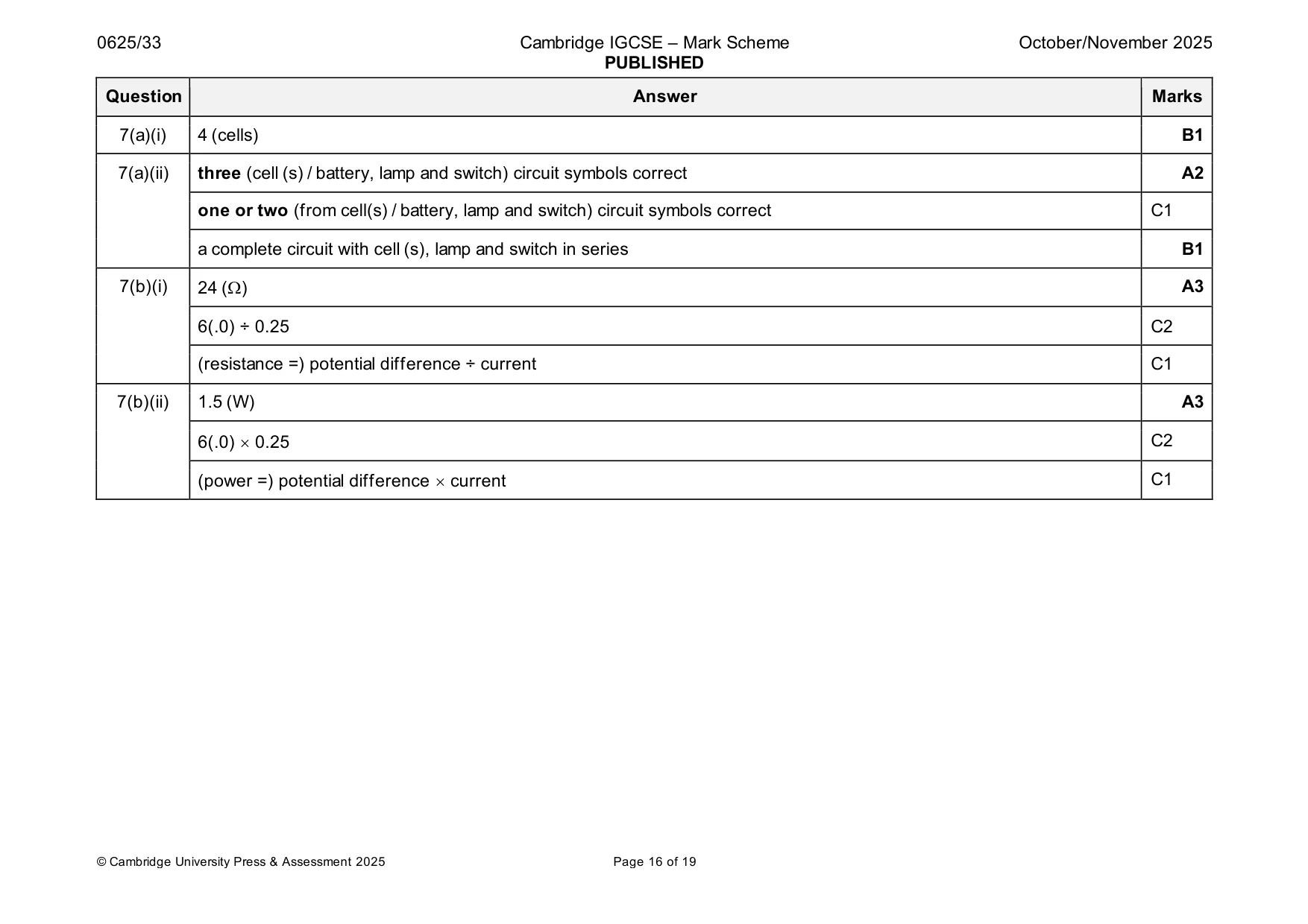 Mark scheme, page 16 of 19