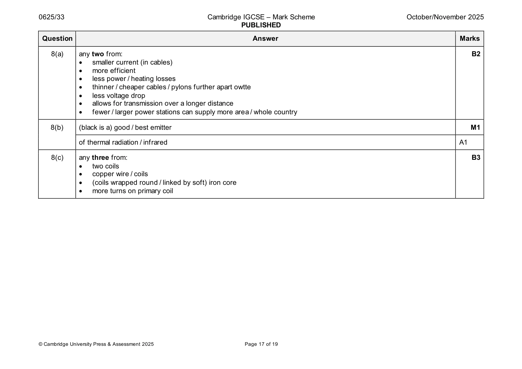 Mark scheme, page 17 of 19