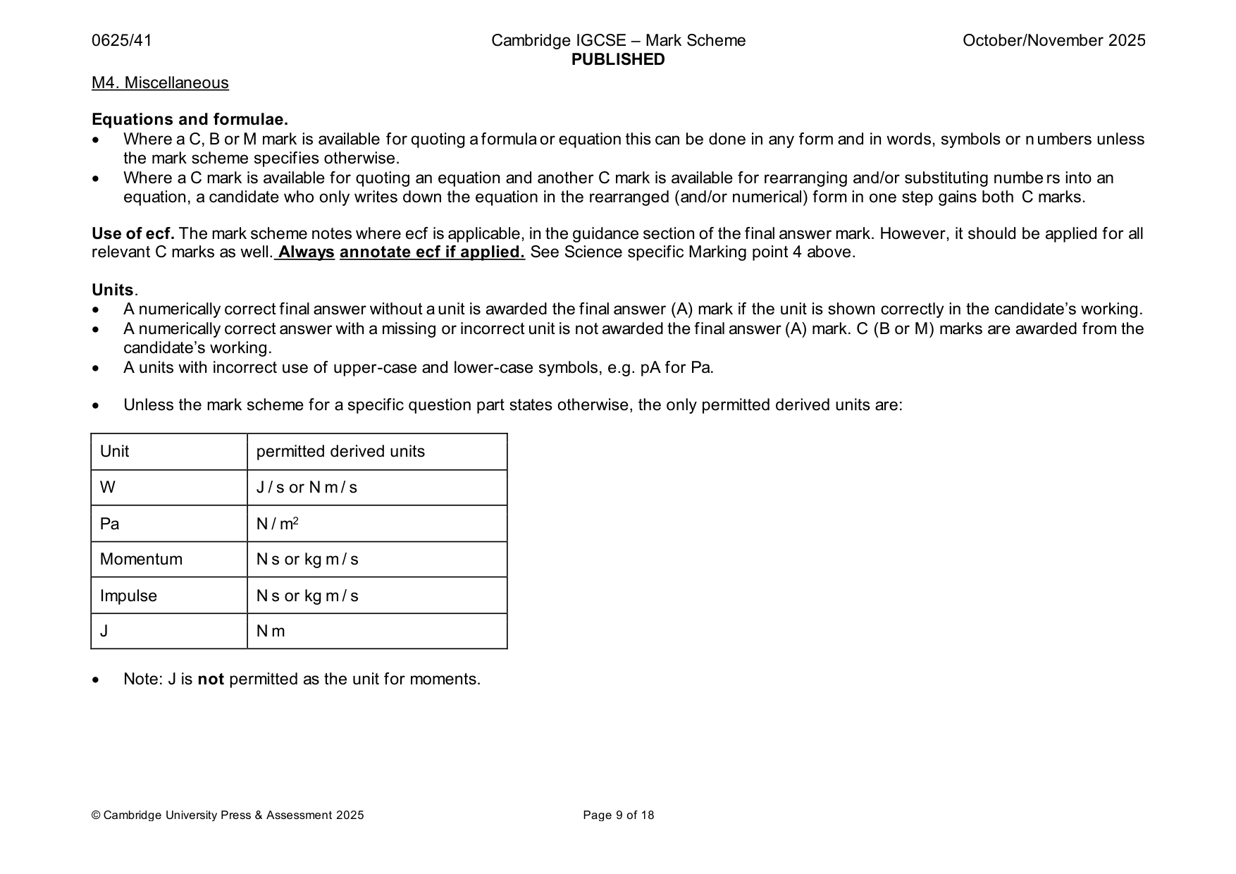 Mark scheme, page 9 of 18