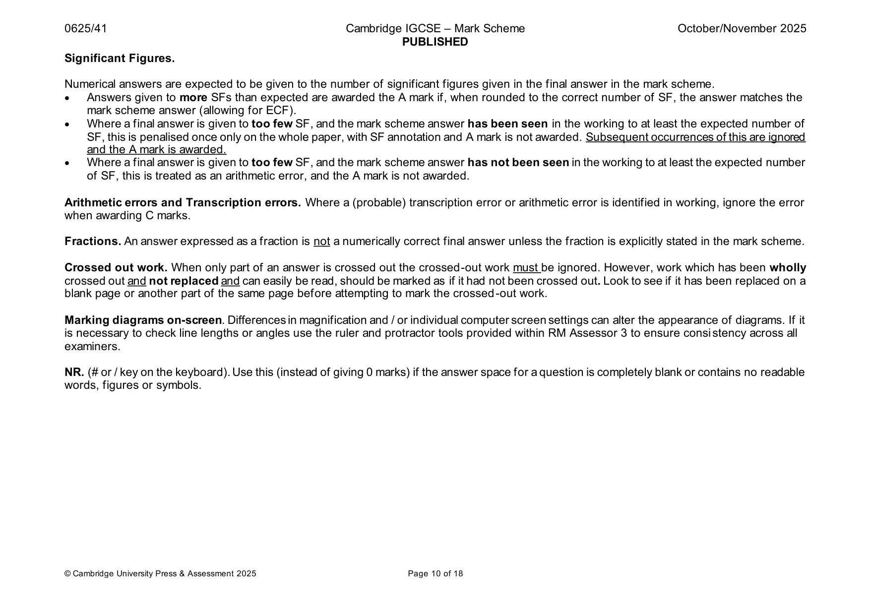 Mark scheme, page 10 of 18