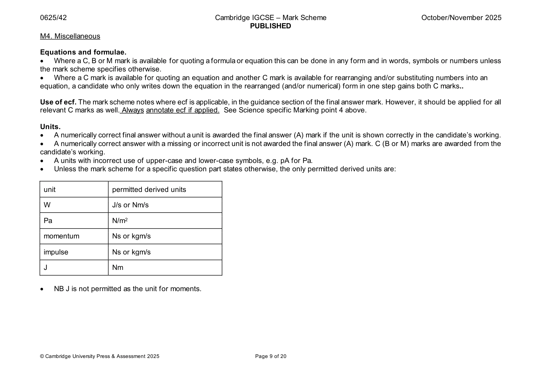Mark scheme, page 9 of 20