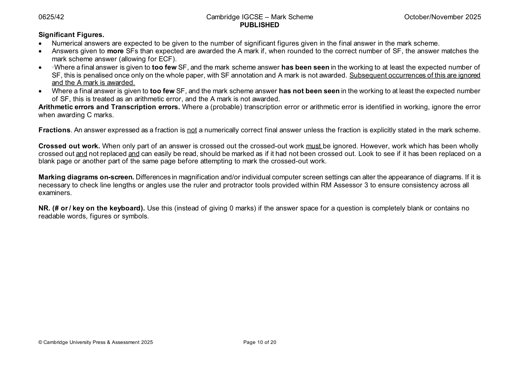 Mark scheme, page 10 of 20