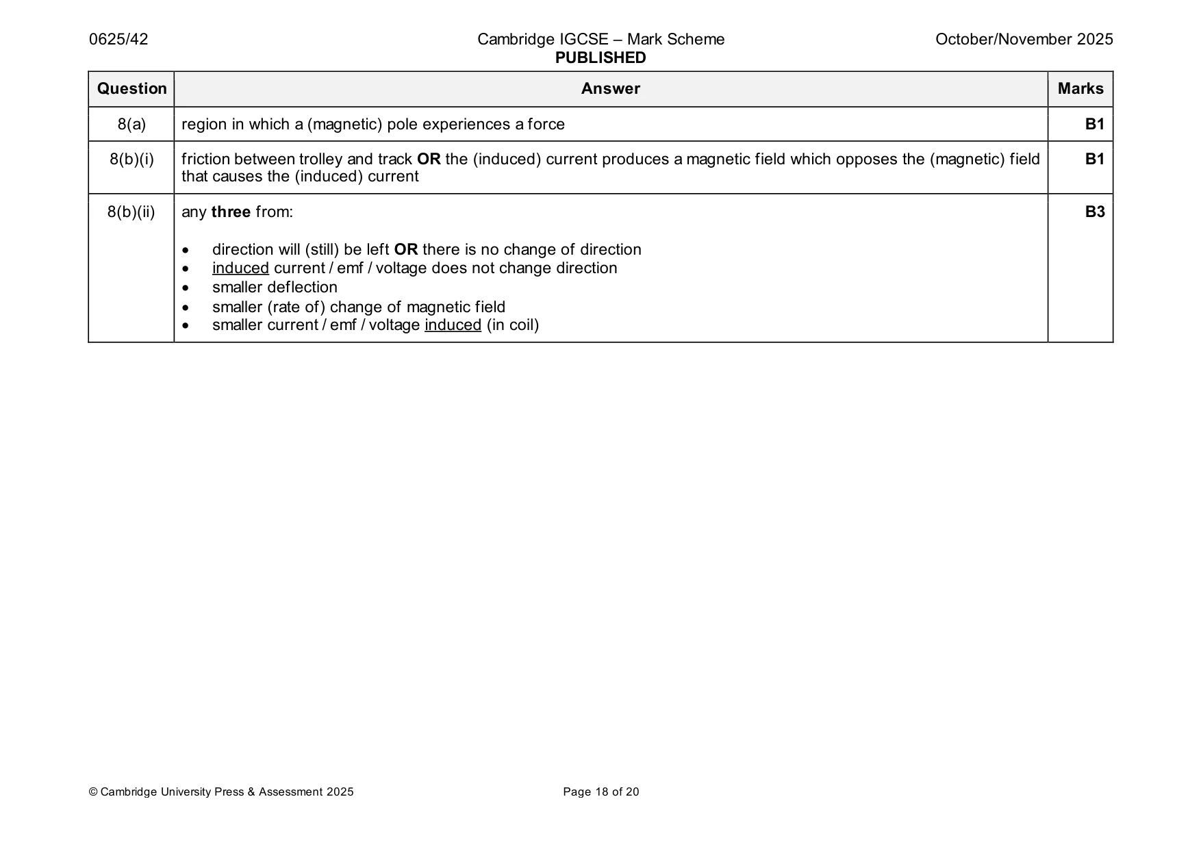 Mark scheme, page 18 of 20