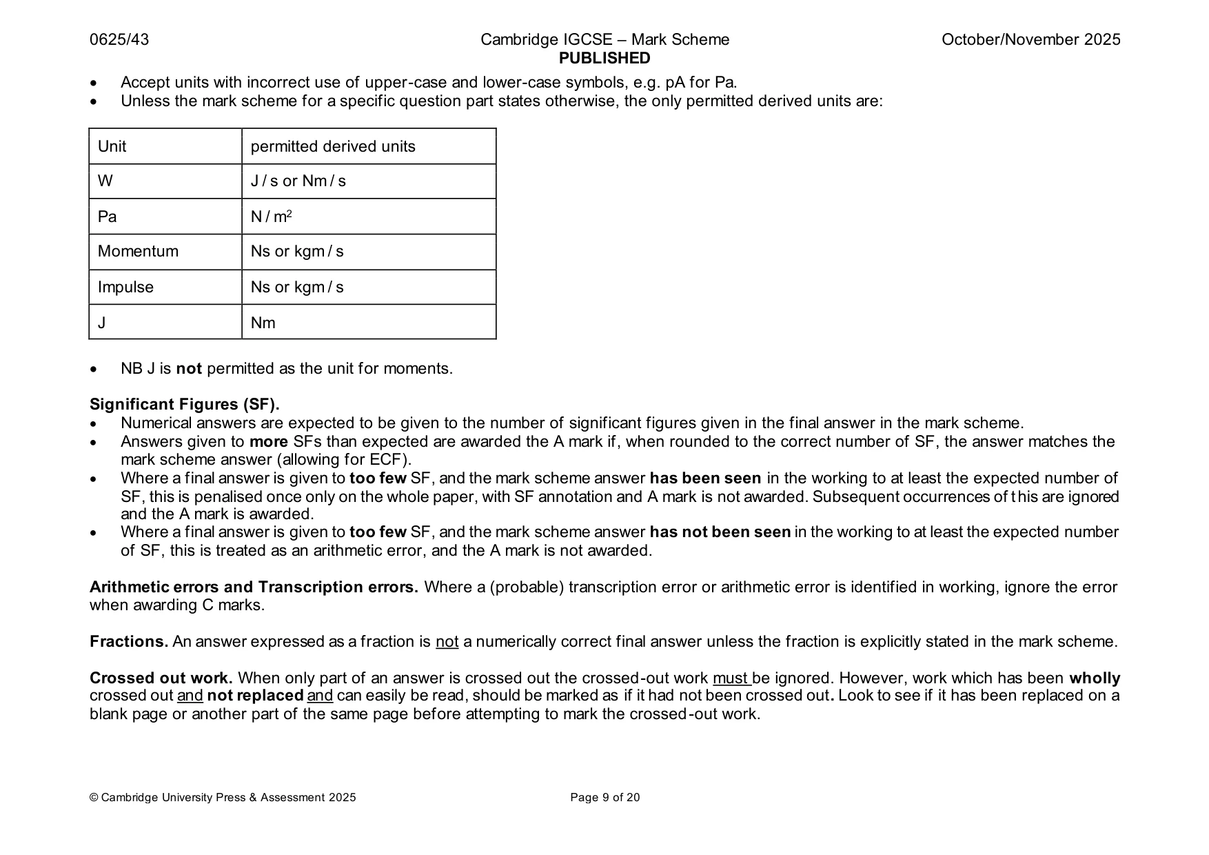 Mark scheme, page 9 of 20