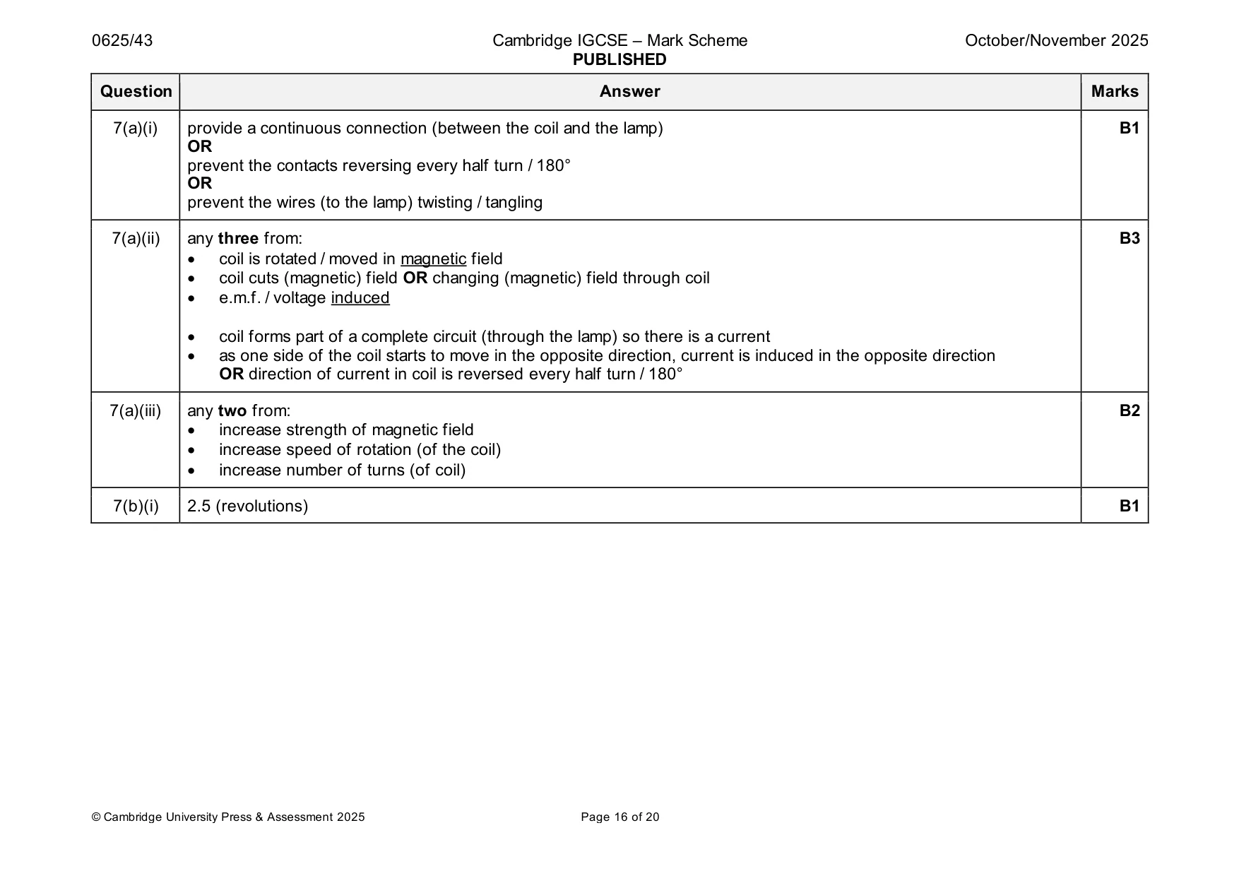 Mark scheme, page 16 of 20
