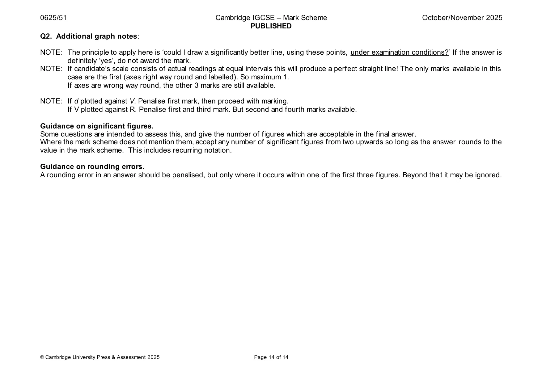 Mark scheme, page 14 of 14