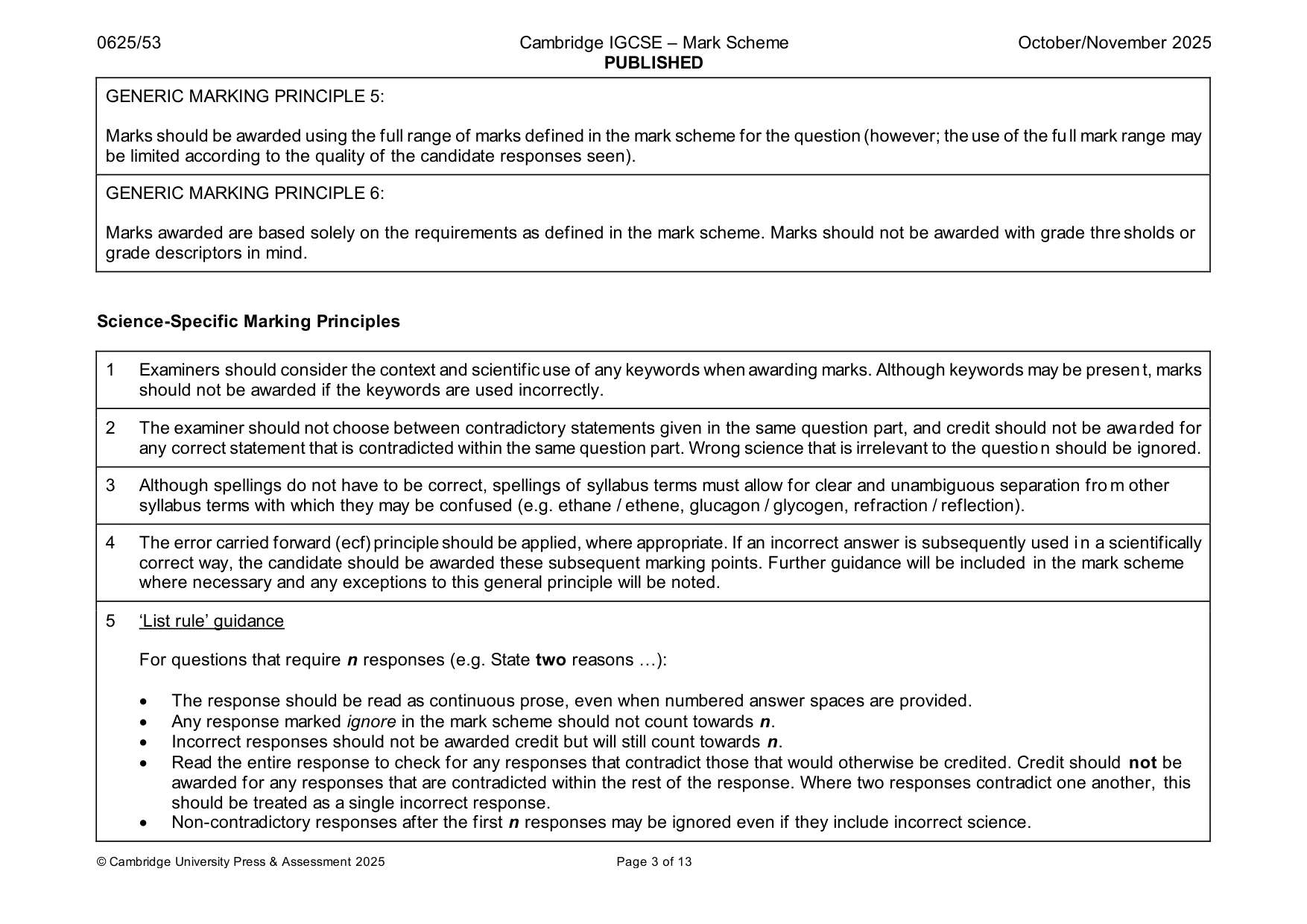 Mark scheme, page 3 of 13