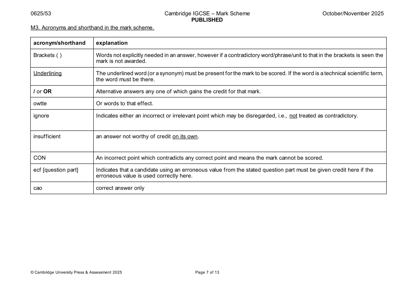 Mark scheme, page 7 of 13