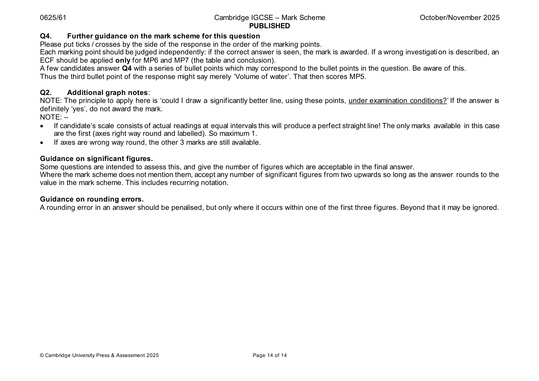 Mark scheme, page 14 of 14
