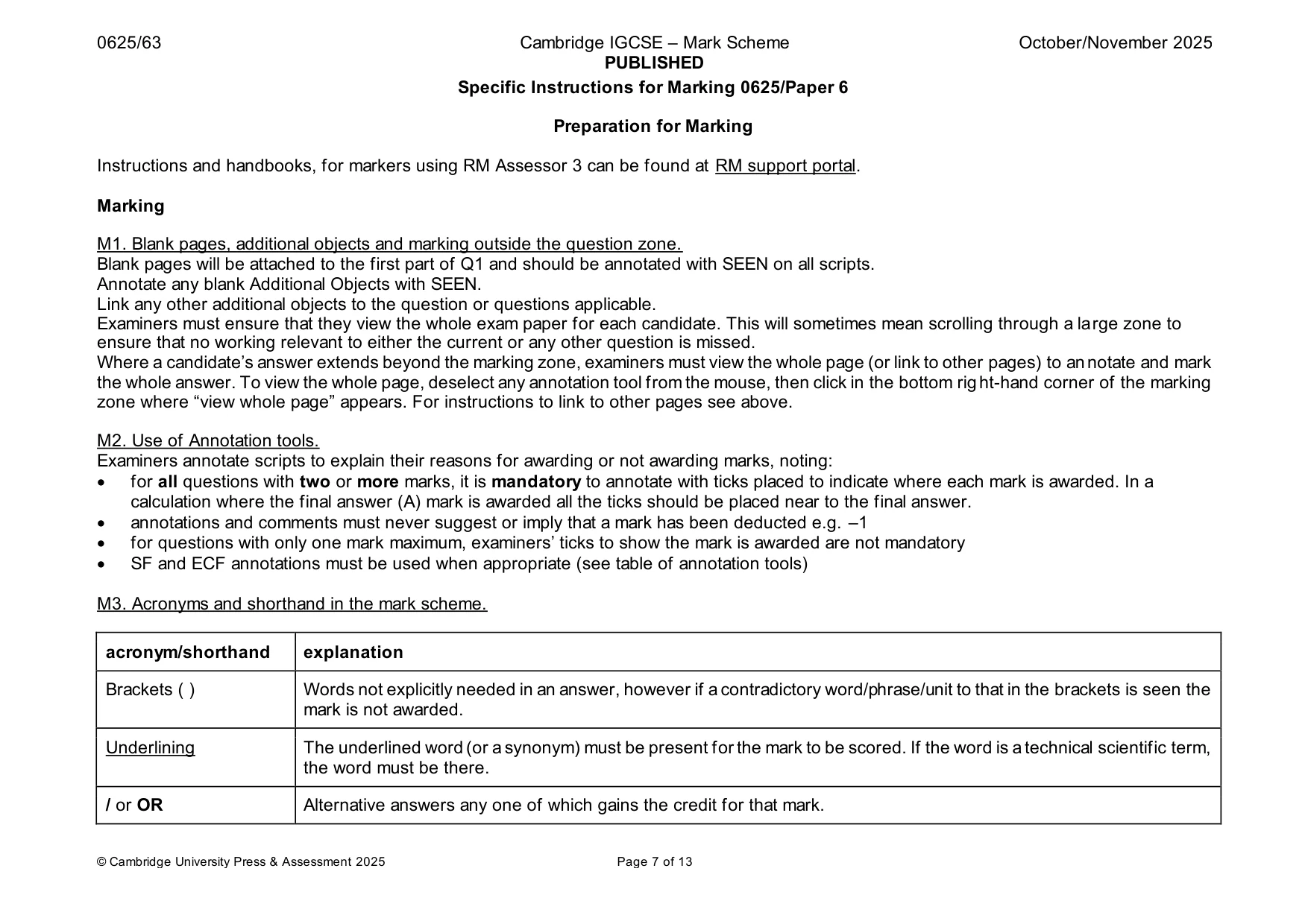Mark scheme, page 7 of 13