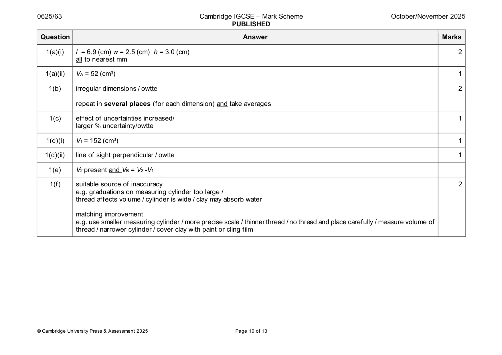 Mark scheme, page 10 of 13