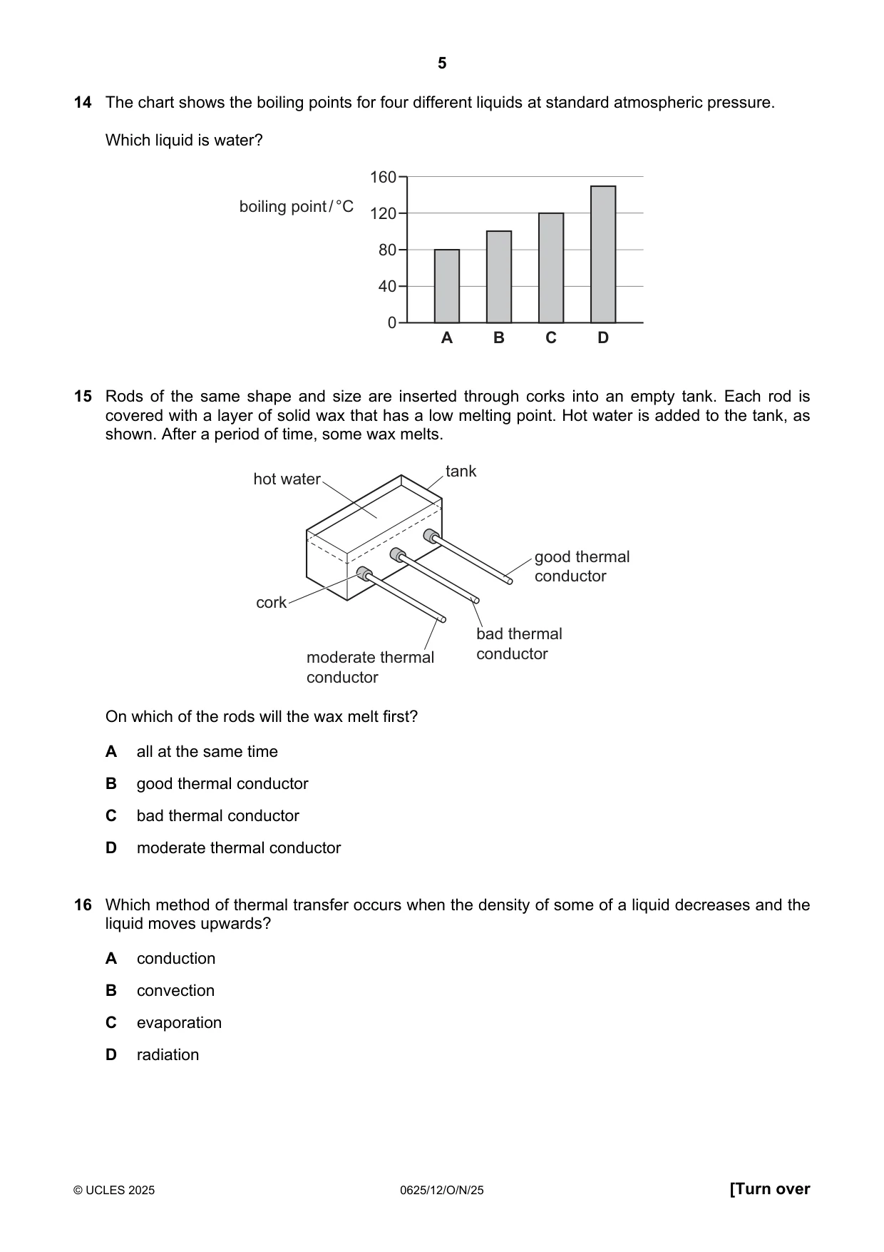 Cambridge IGCSE Physics 0625 2025 Oct/Nov Paper 1 · Variant 2 question paper, page 5 of 16