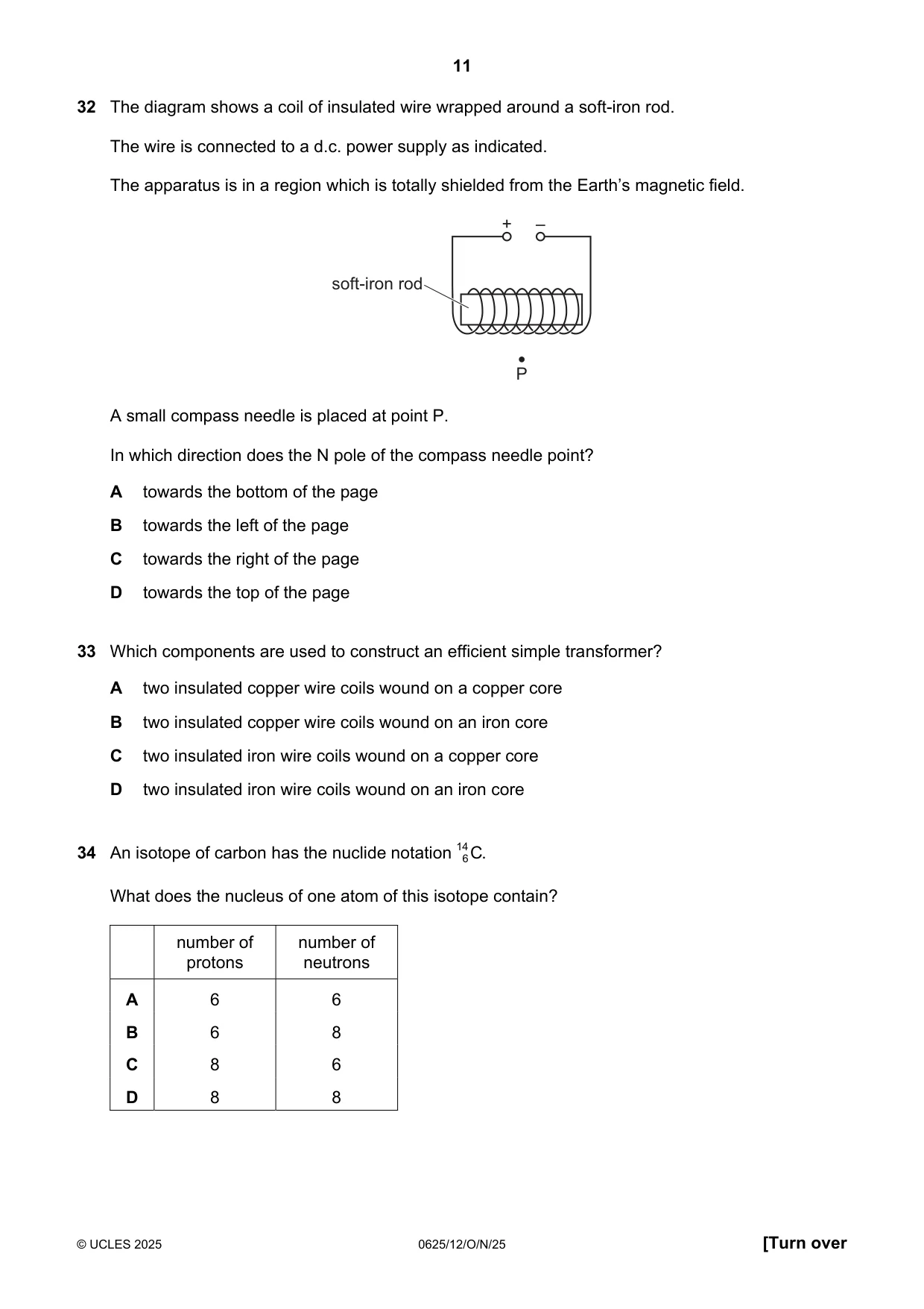 Cambridge IGCSE Physics 0625 2025 Oct/Nov Paper 1 · Variant 2 question paper, page 11 of 16