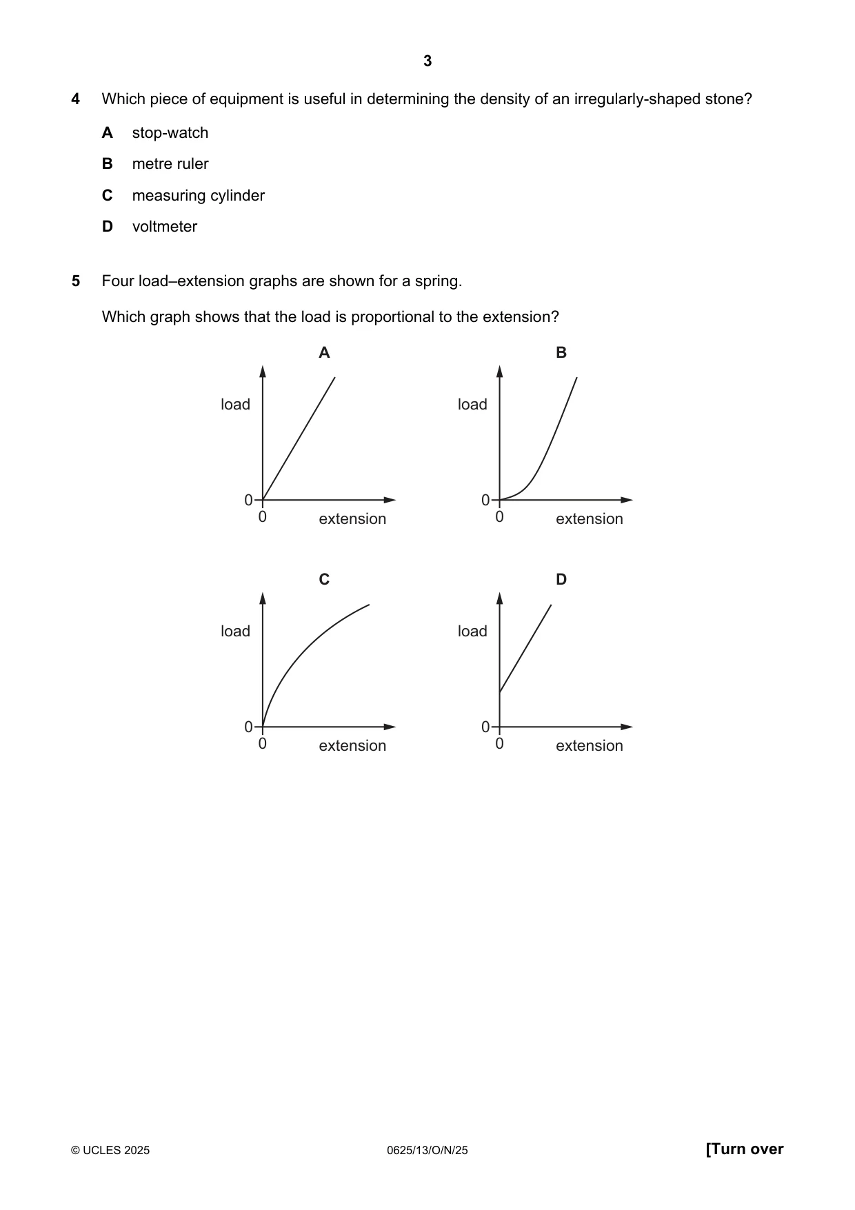Cambridge IGCSE Physics 0625 2025 Oct/Nov Paper 1 · Variant 3 question paper, page 3 of 16