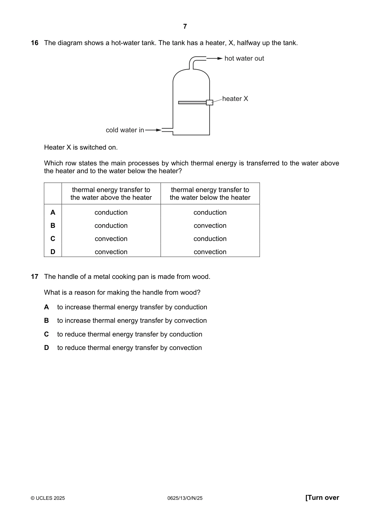 Cambridge IGCSE Physics 0625 2025 Oct/Nov Paper 1 · Variant 3 question paper, page 7 of 16