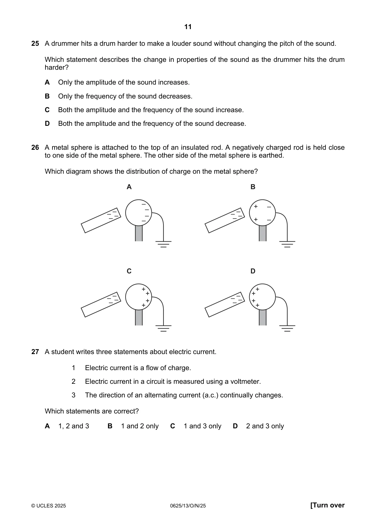 Cambridge IGCSE Physics 0625 2025 Oct/Nov Paper 1 · Variant 3 question paper, page 11 of 16