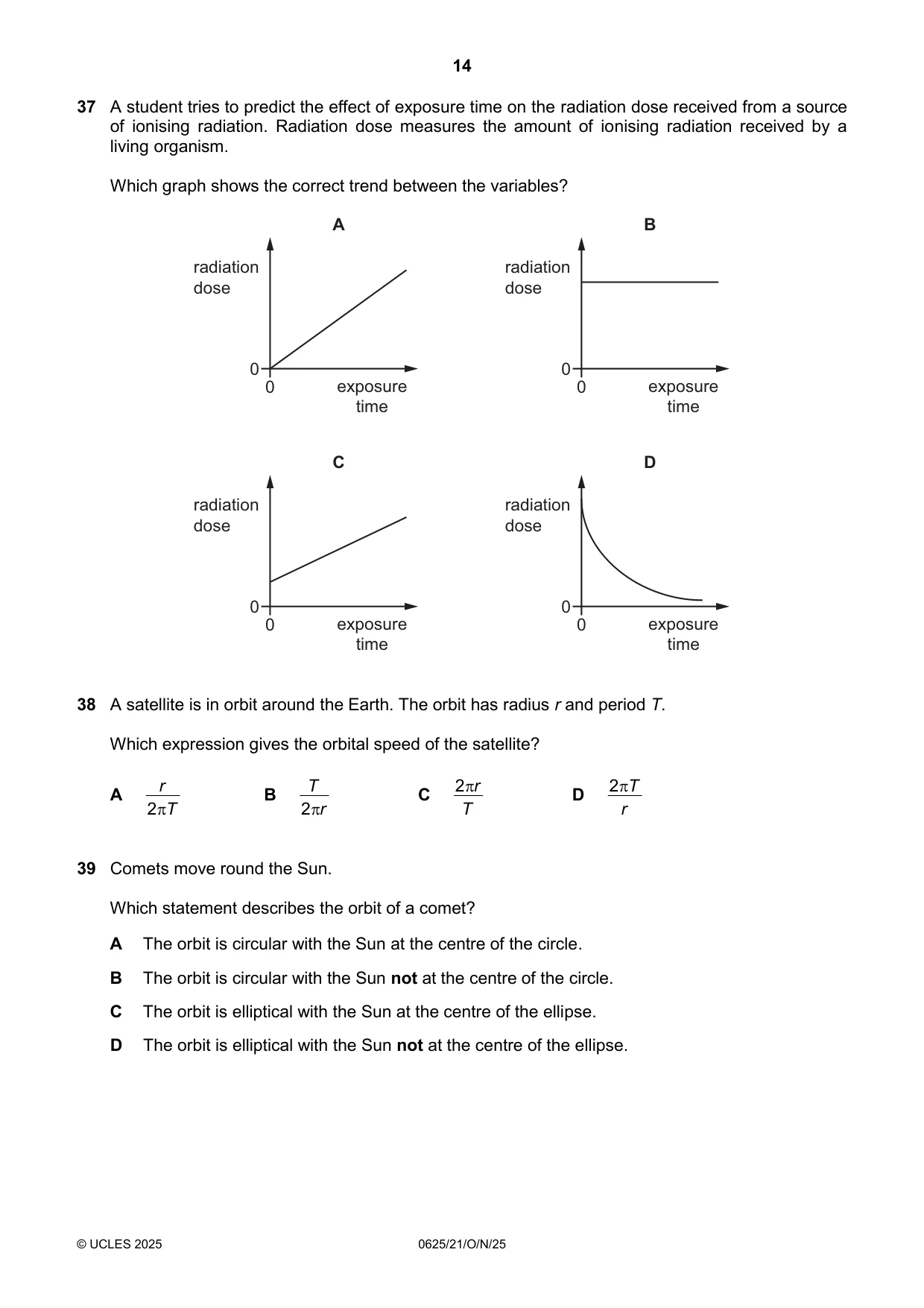Cambridge IGCSE Physics 0625 2025 Oct/Nov Paper 2 · Variant 1 question paper, page 14 of 16