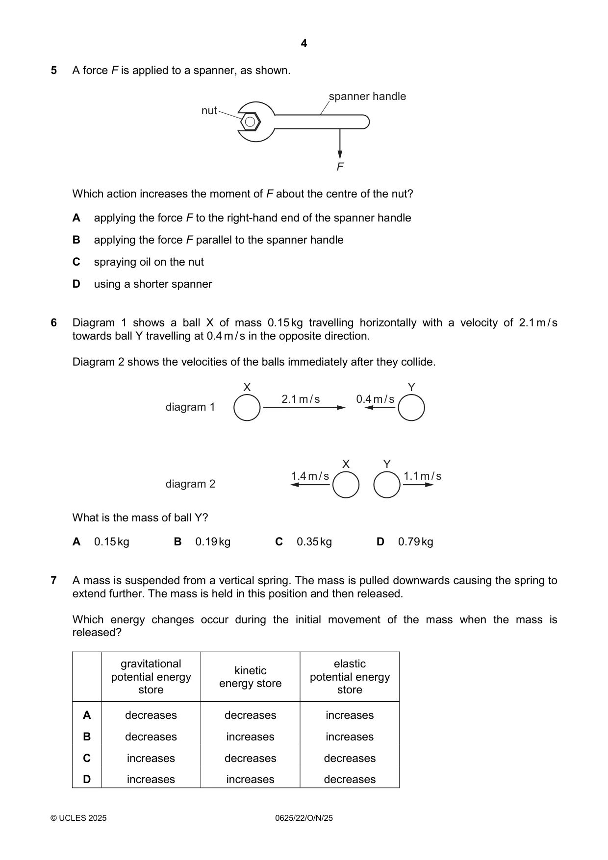 Cambridge IGCSE Physics 0625 2025 Oct/Nov Paper 2 · Variant 2 question paper, page 4 of 16