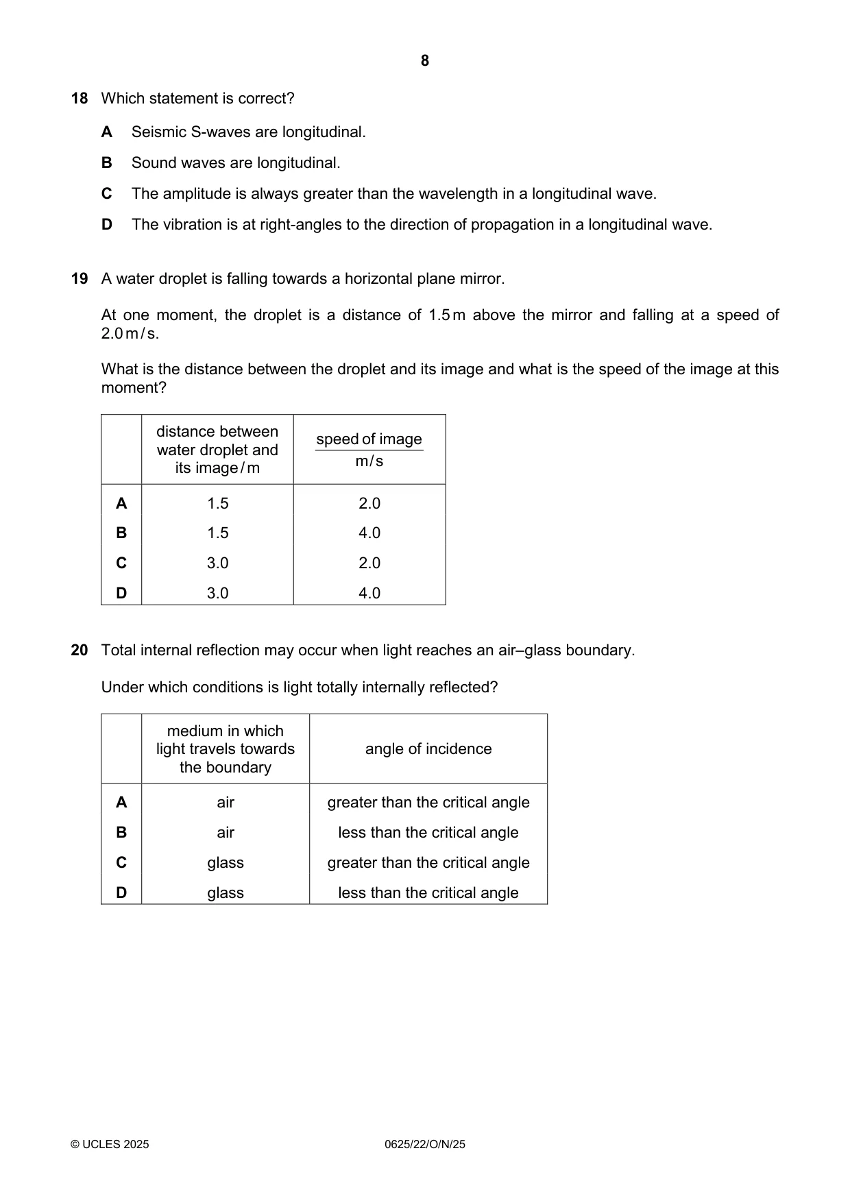 Cambridge IGCSE Physics 0625 2025 Oct/Nov Paper 2 · Variant 2 question paper, page 8 of 16