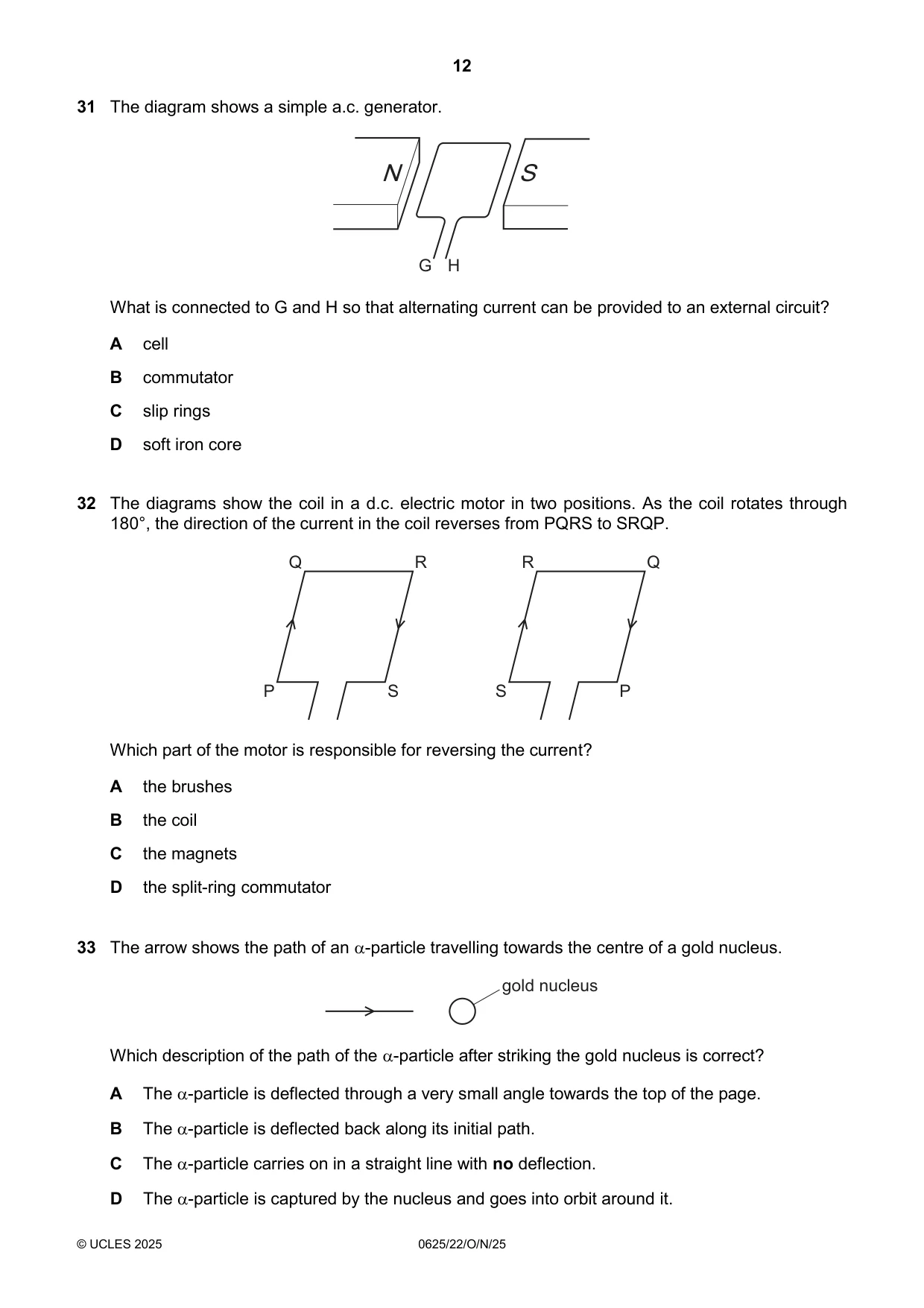 Cambridge IGCSE Physics 0625 2025 Oct/Nov Paper 2 · Variant 2 question paper, page 12 of 16