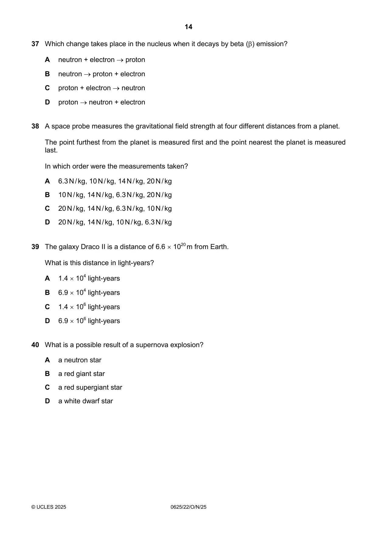 Cambridge IGCSE Physics 0625 2025 Oct/Nov Paper 2 · Variant 2 question paper, page 14 of 16