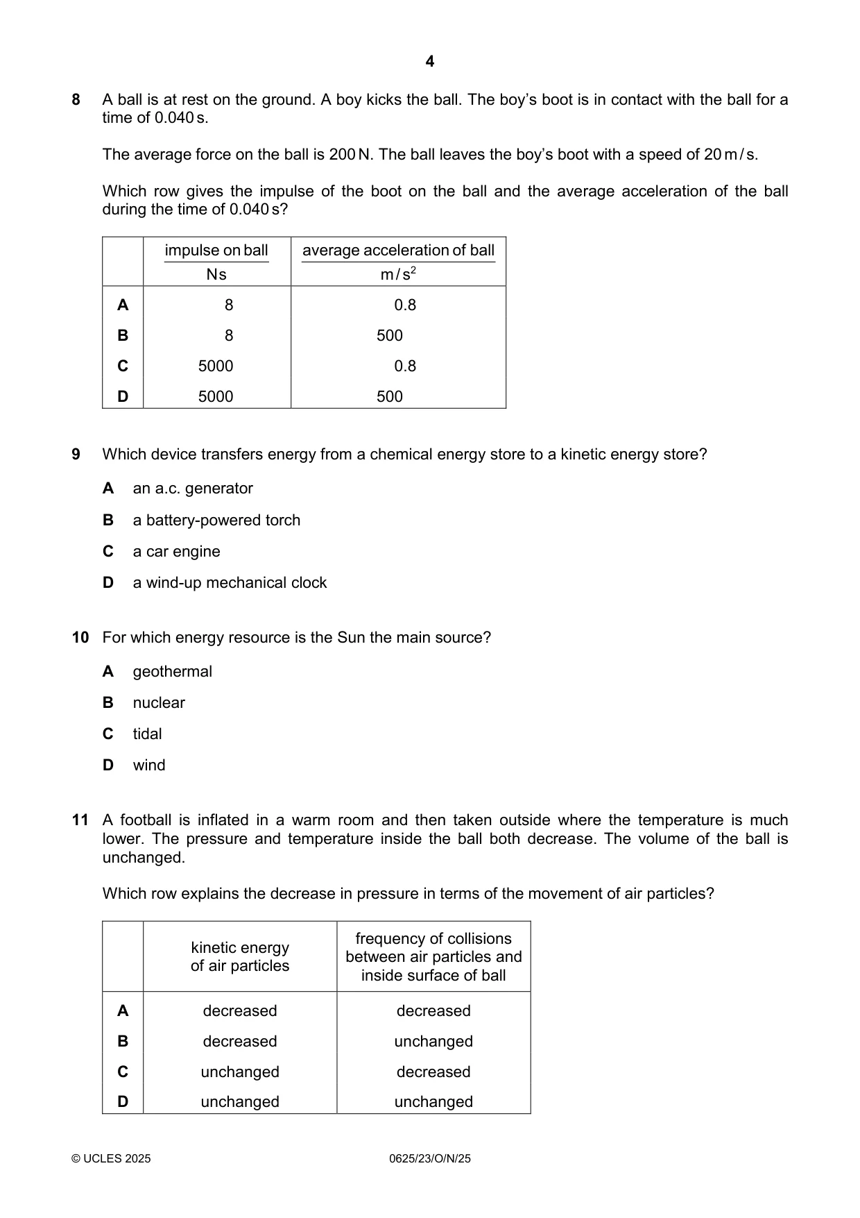 Cambridge IGCSE Physics 0625 2025 Oct/Nov Paper 2 · Variant 3 question paper, page 4 of 16