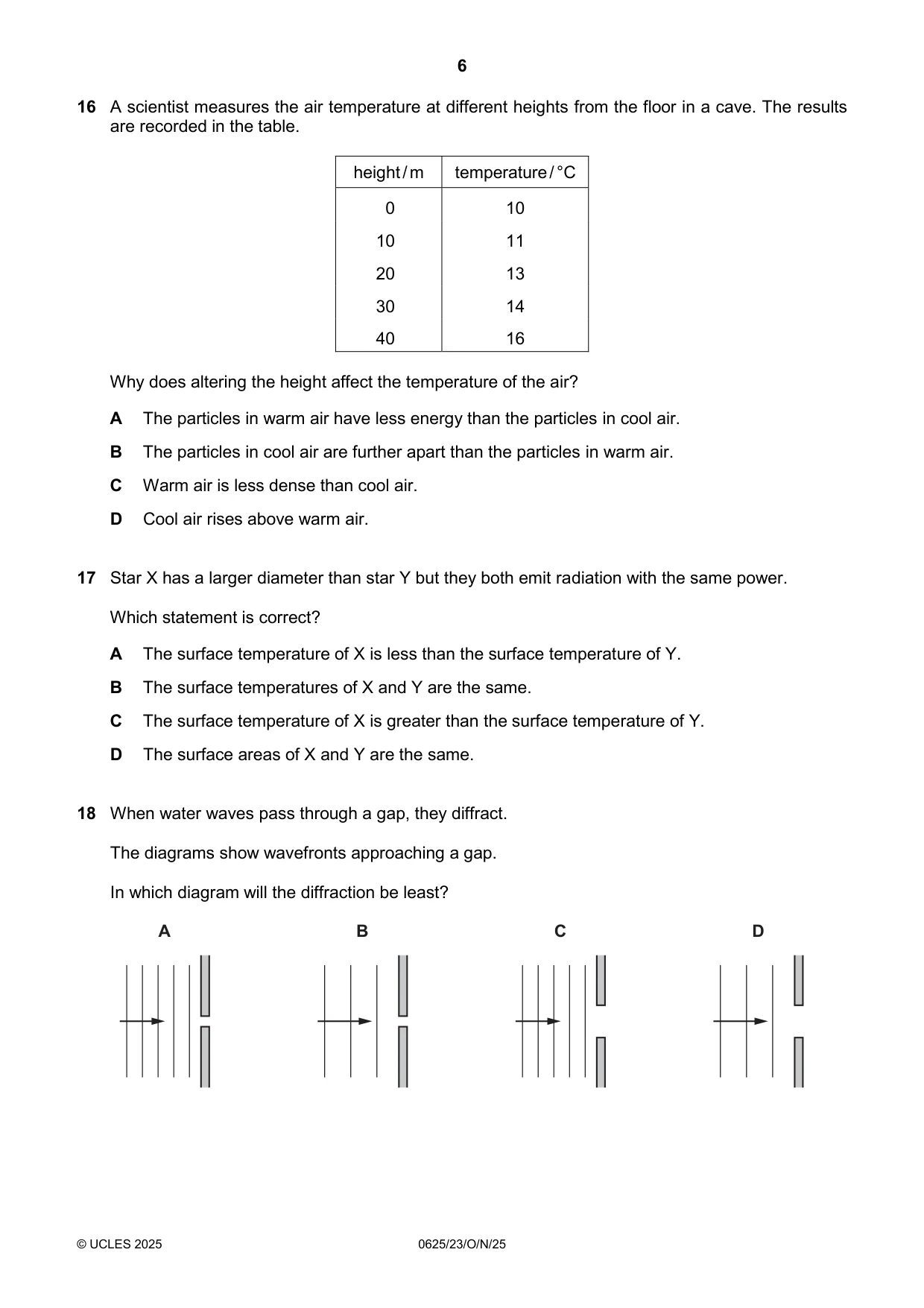 Cambridge IGCSE Physics 0625 2025 Oct/Nov Paper 2 · Variant 3 question paper, page 6 of 16
