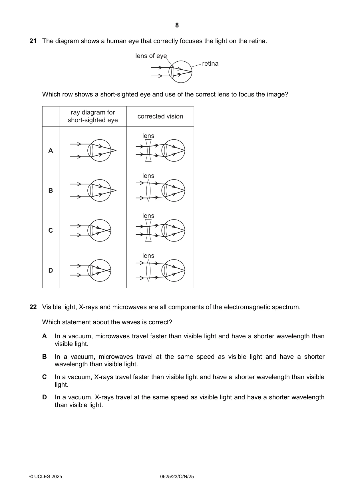 Cambridge IGCSE Physics 0625 2025 Oct/Nov Paper 2 · Variant 3 question paper, page 8 of 16