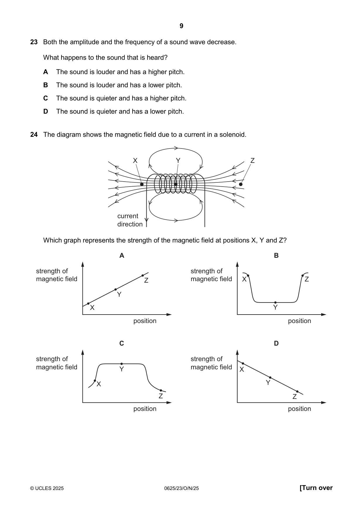 Cambridge IGCSE Physics 0625 2025 Oct/Nov Paper 2 · Variant 3 question paper, page 9 of 16