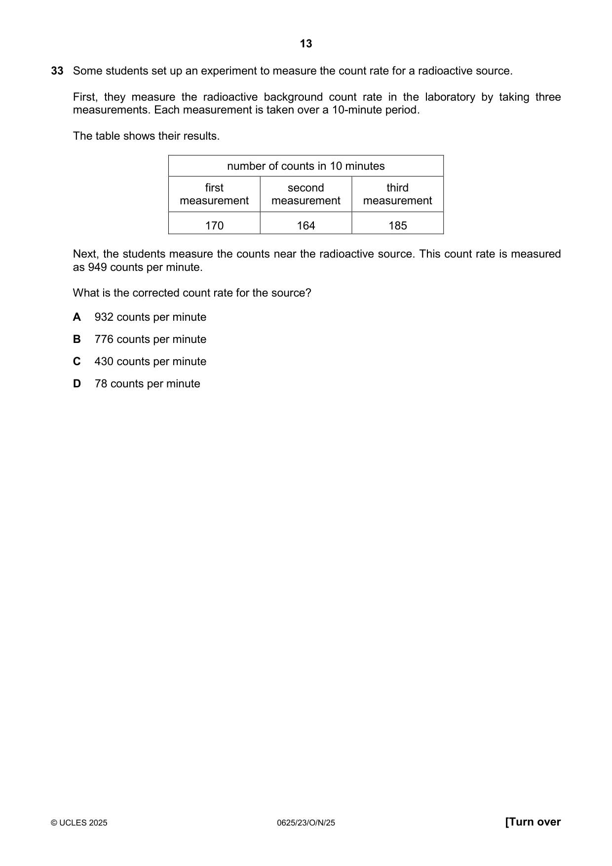 Cambridge IGCSE Physics 0625 2025 Oct/Nov Paper 2 · Variant 3 question paper, page 13 of 16
