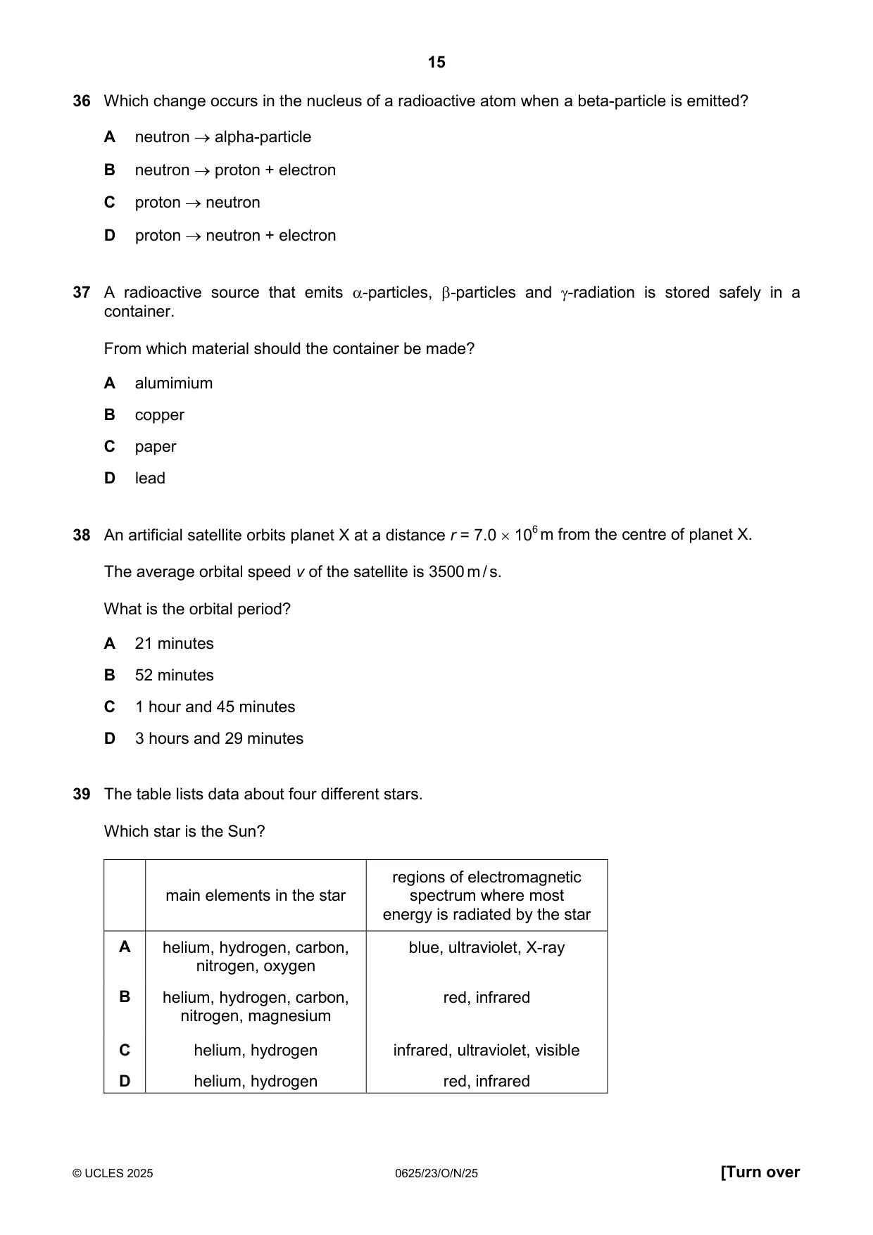 Cambridge IGCSE Physics 0625 2025 Oct/Nov Paper 2 · Variant 3 question paper, page 15 of 16