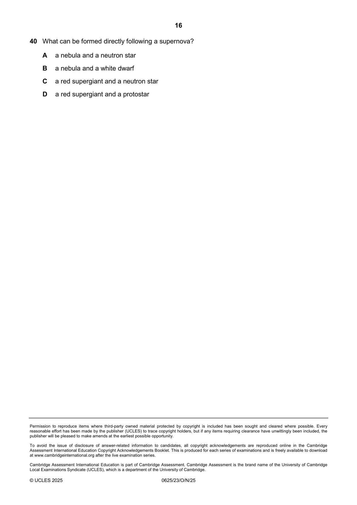 Cambridge IGCSE Physics 0625 2025 Oct/Nov Paper 2 · Variant 3 question paper, page 16 of 16