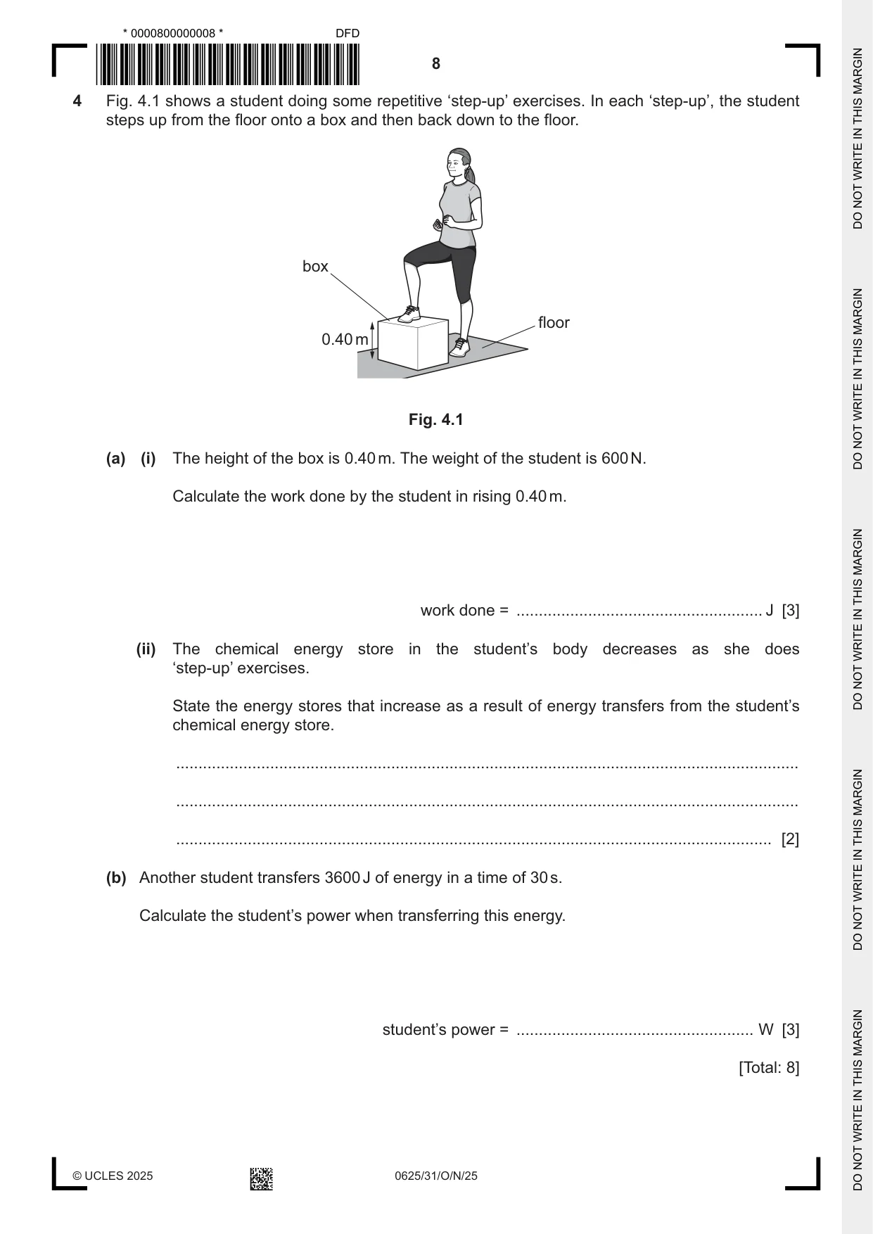 Cambridge IGCSE Physics 0625 2025 Oct/Nov Paper 3 · Variant 1 question paper, page 8 of 16