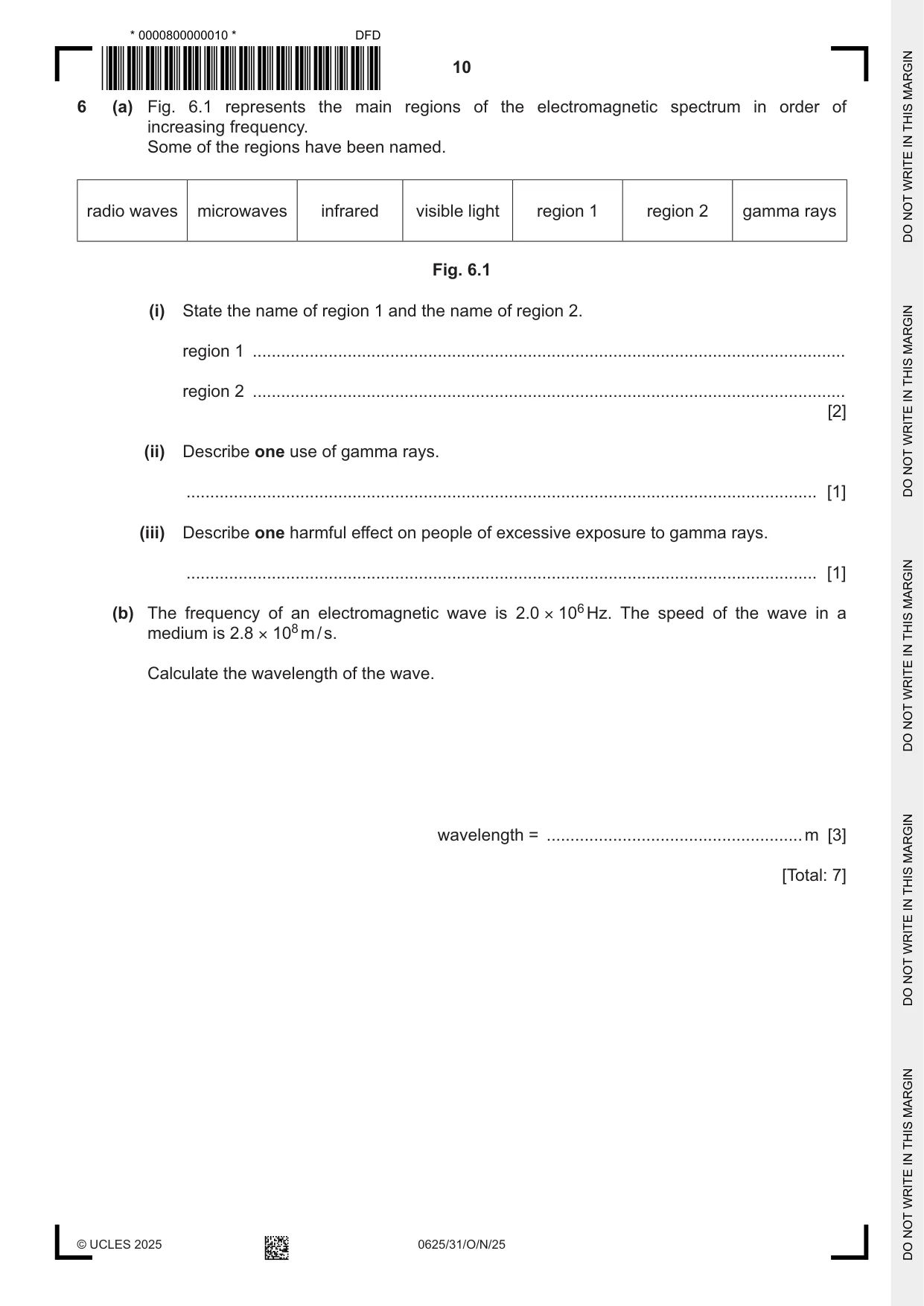 Cambridge IGCSE Physics 0625 2025 Oct/Nov Paper 3 · Variant 1 question paper, page 10 of 16