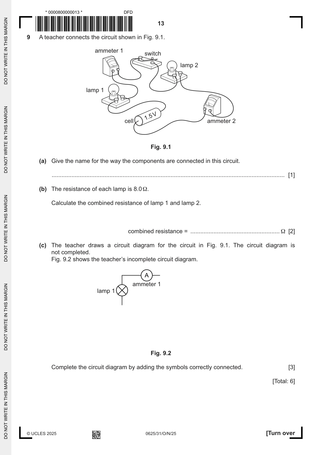 Cambridge IGCSE Physics 0625 2025 Oct/Nov Paper 3 · Variant 1 question paper, page 13 of 16