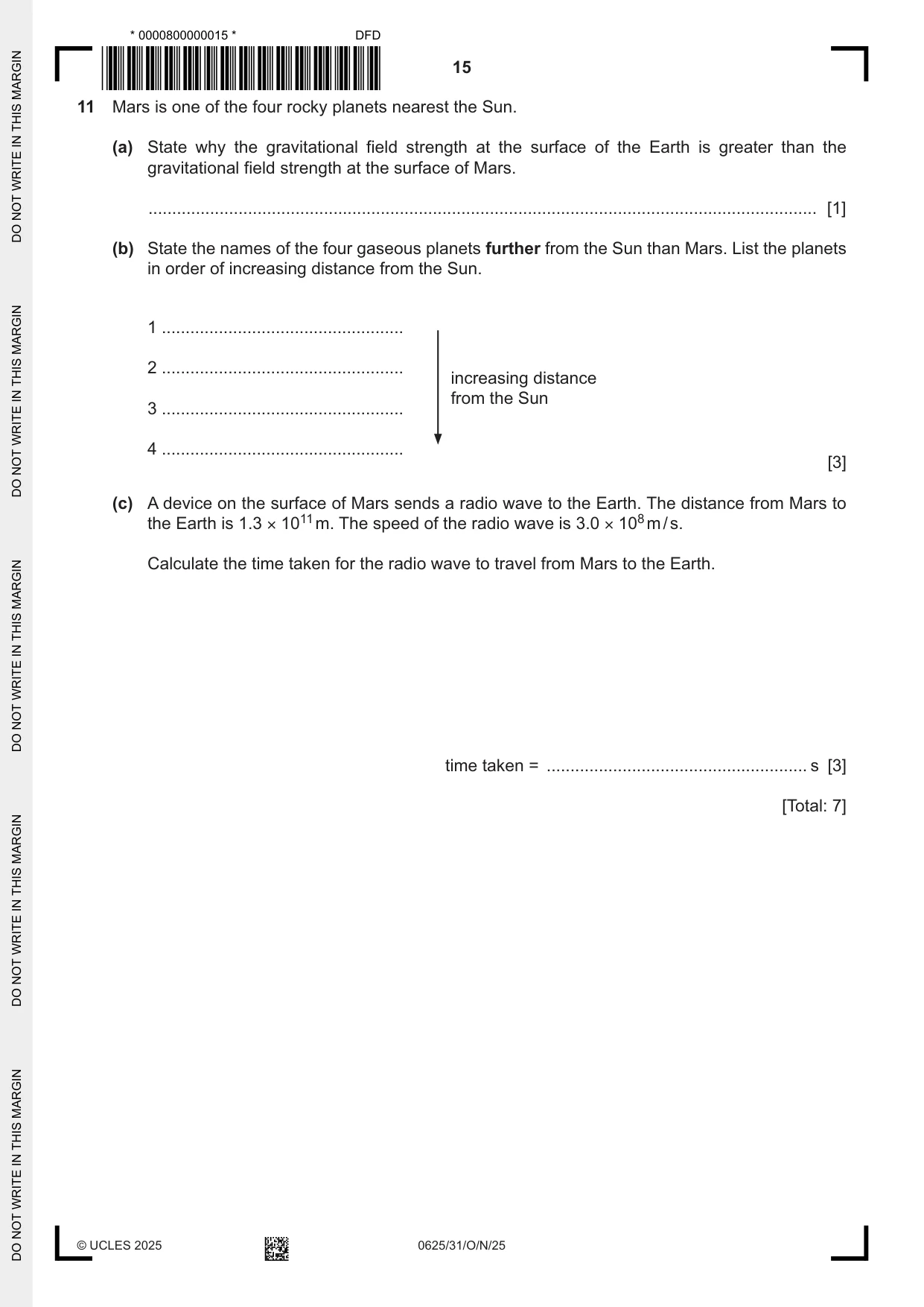 Cambridge IGCSE Physics 0625 2025 Oct/Nov Paper 3 · Variant 1 question paper, page 15 of 16