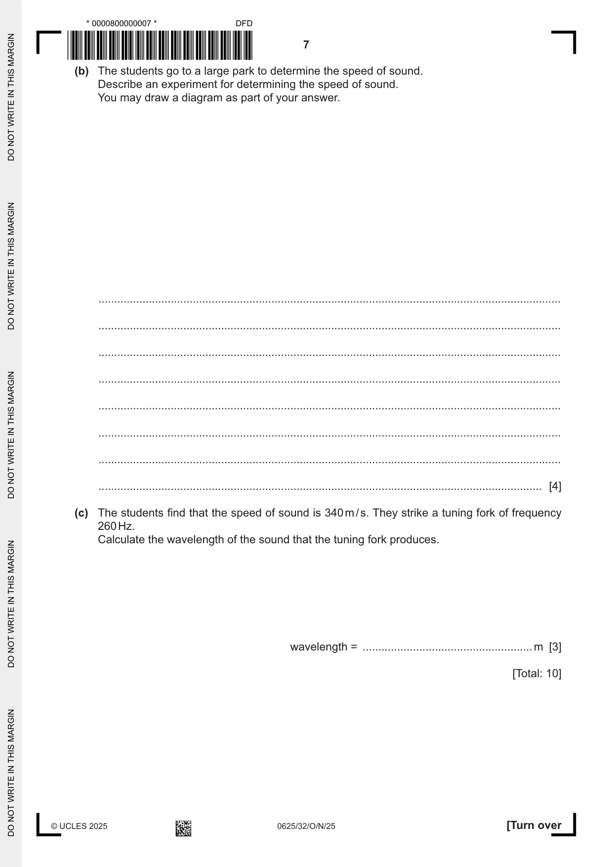 Cambridge IGCSE Physics 0625 2025 Oct/Nov Paper 3 · Variant 2 question paper, page 7 of 16