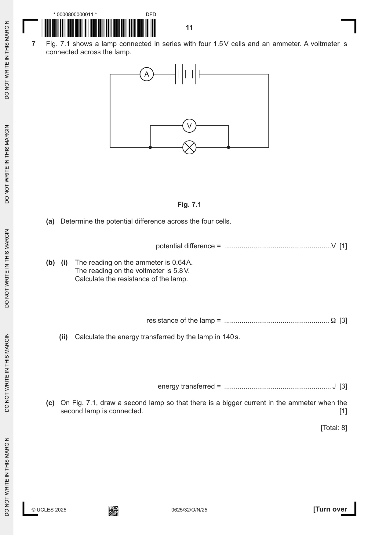 Cambridge IGCSE Physics 0625 2025 Oct/Nov Paper 3 · Variant 2 question paper, page 11 of 16
