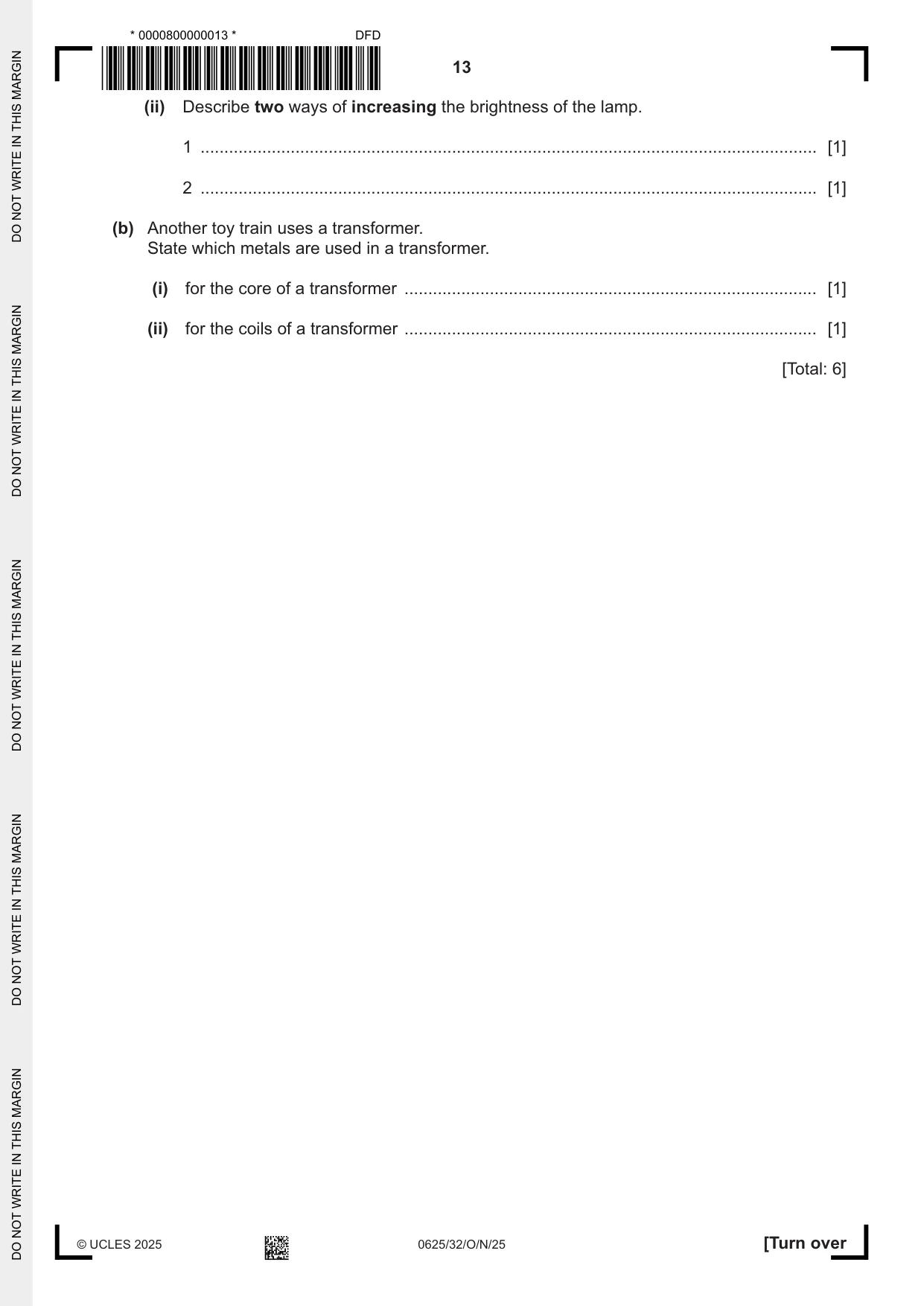 Cambridge IGCSE Physics 0625 2025 Oct/Nov Paper 3 · Variant 2 question paper, page 13 of 16