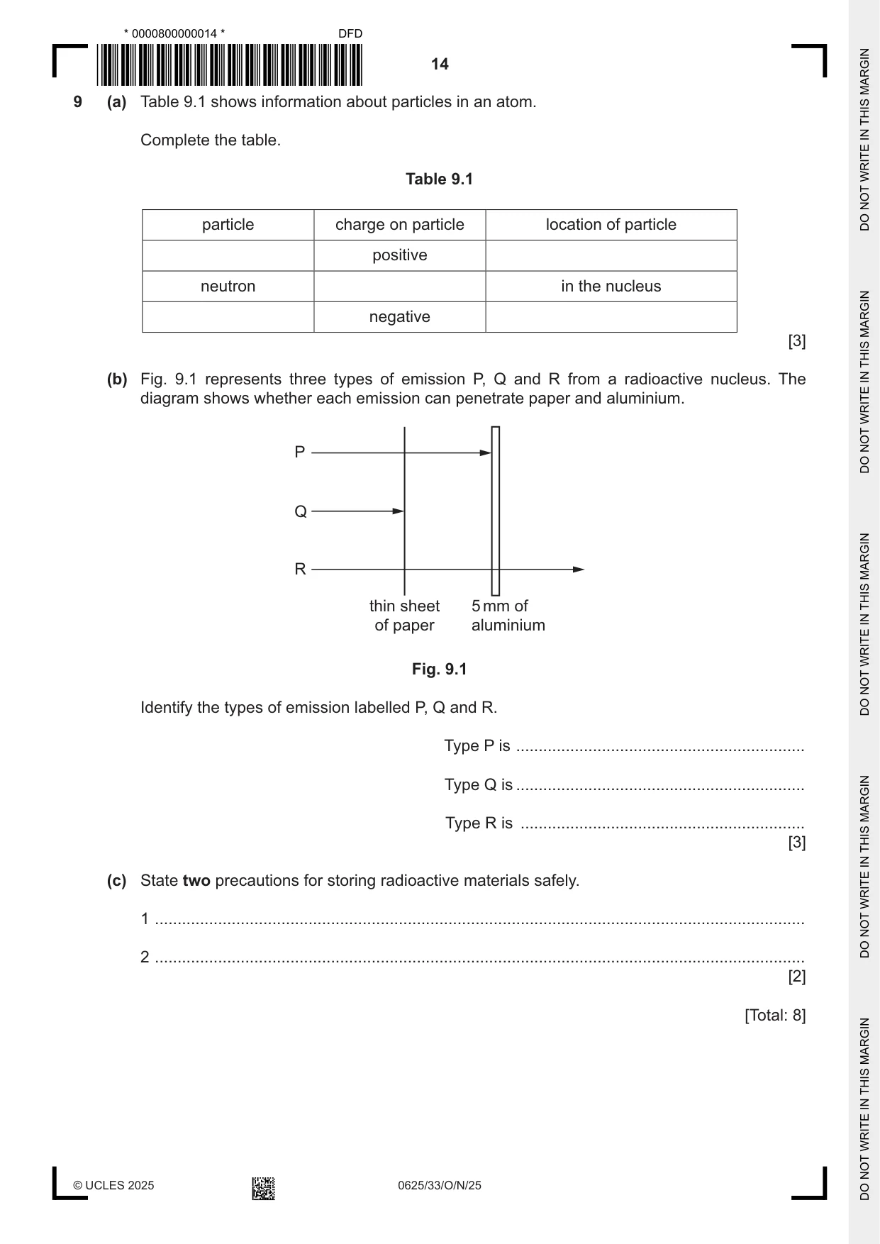 Cambridge IGCSE Physics 0625 2025 Oct/Nov Paper 3 · Variant 3 question paper, page 14 of 16